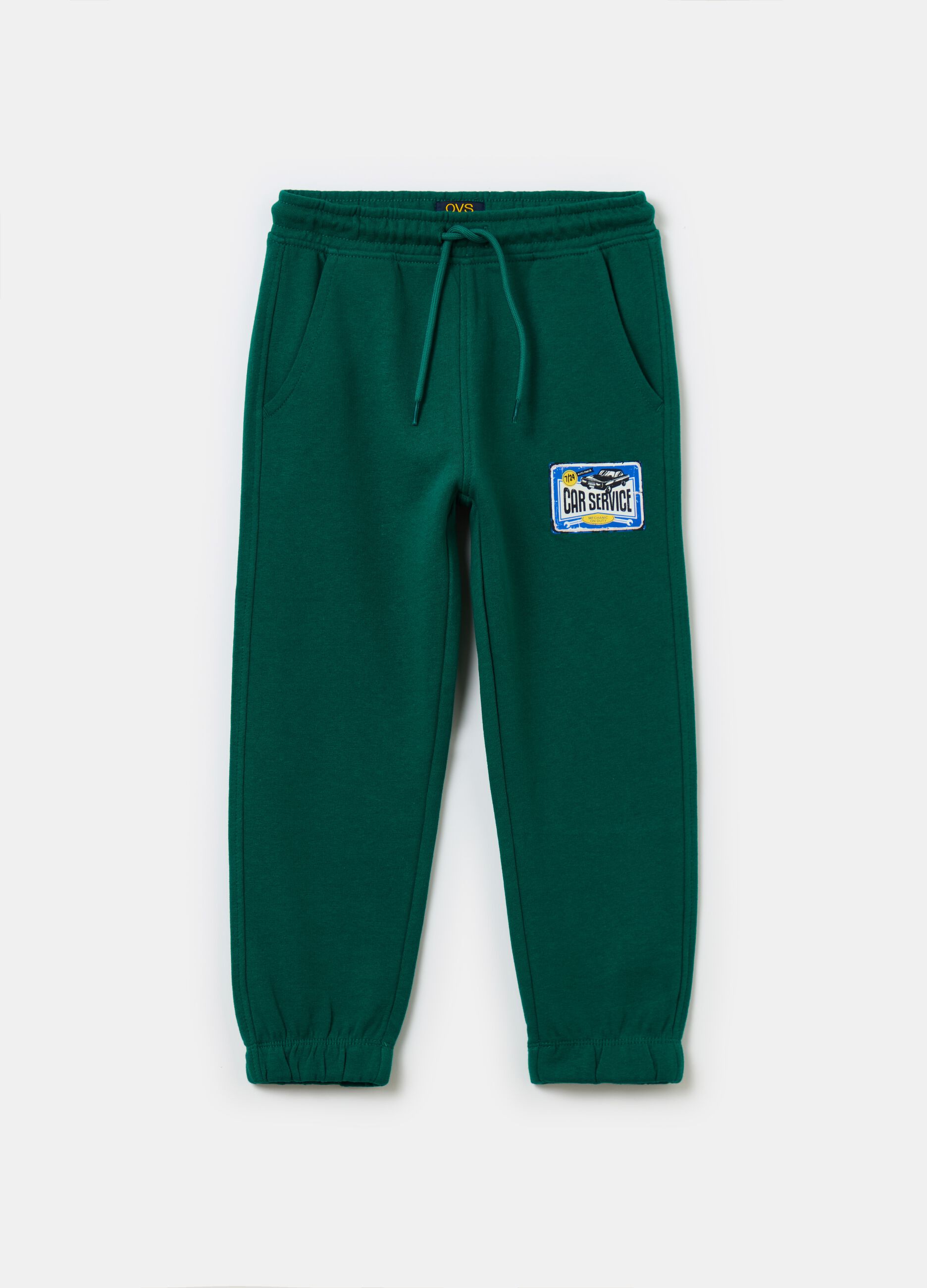 Cotton joggers with drawstring and print