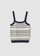Fitted pure cotton multicolour striped vest with thin straps_0