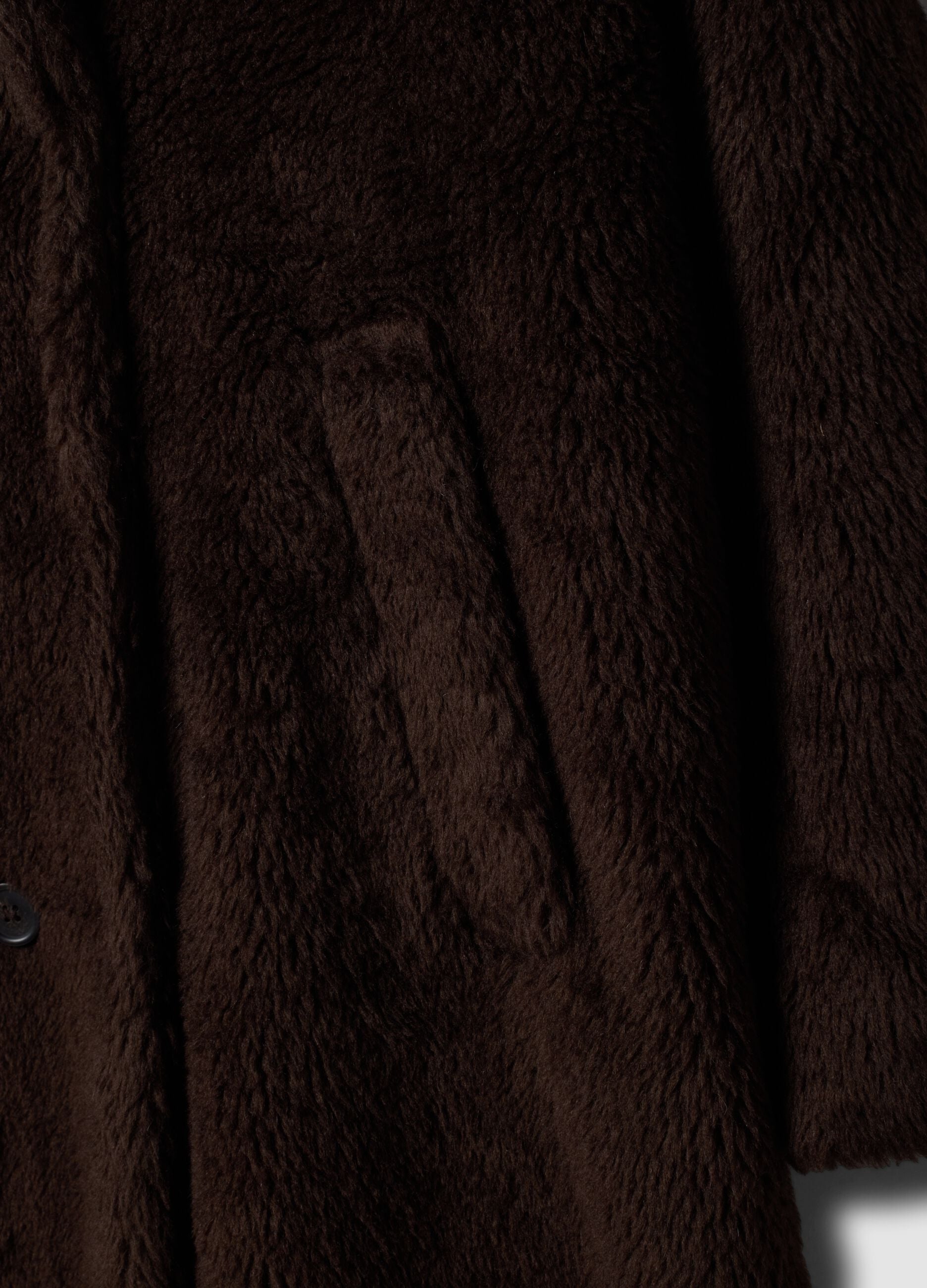Brown wool-blend teddy coat with oversized fit