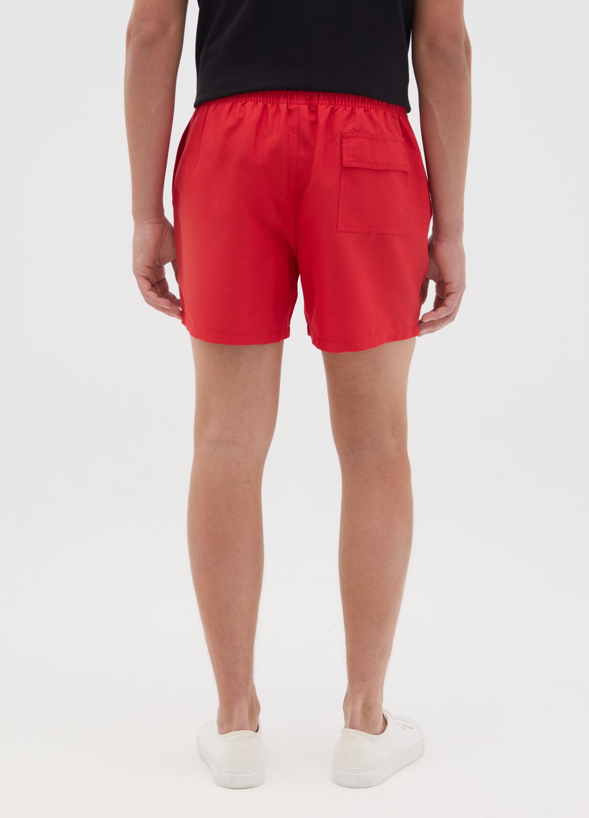 Costume boxer da bagno rosso con stampa logo