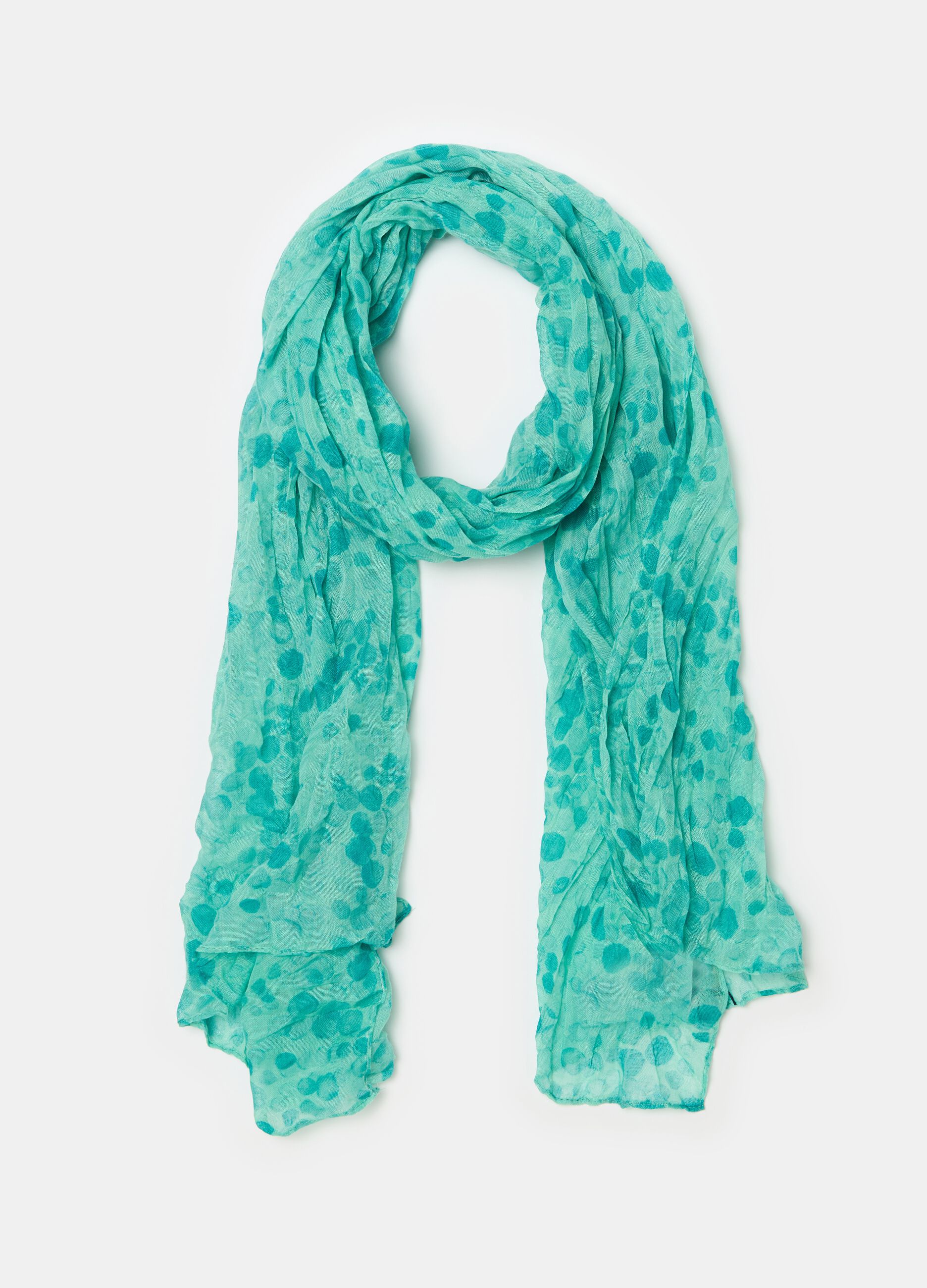 Crinkle-effect polka dot scarf