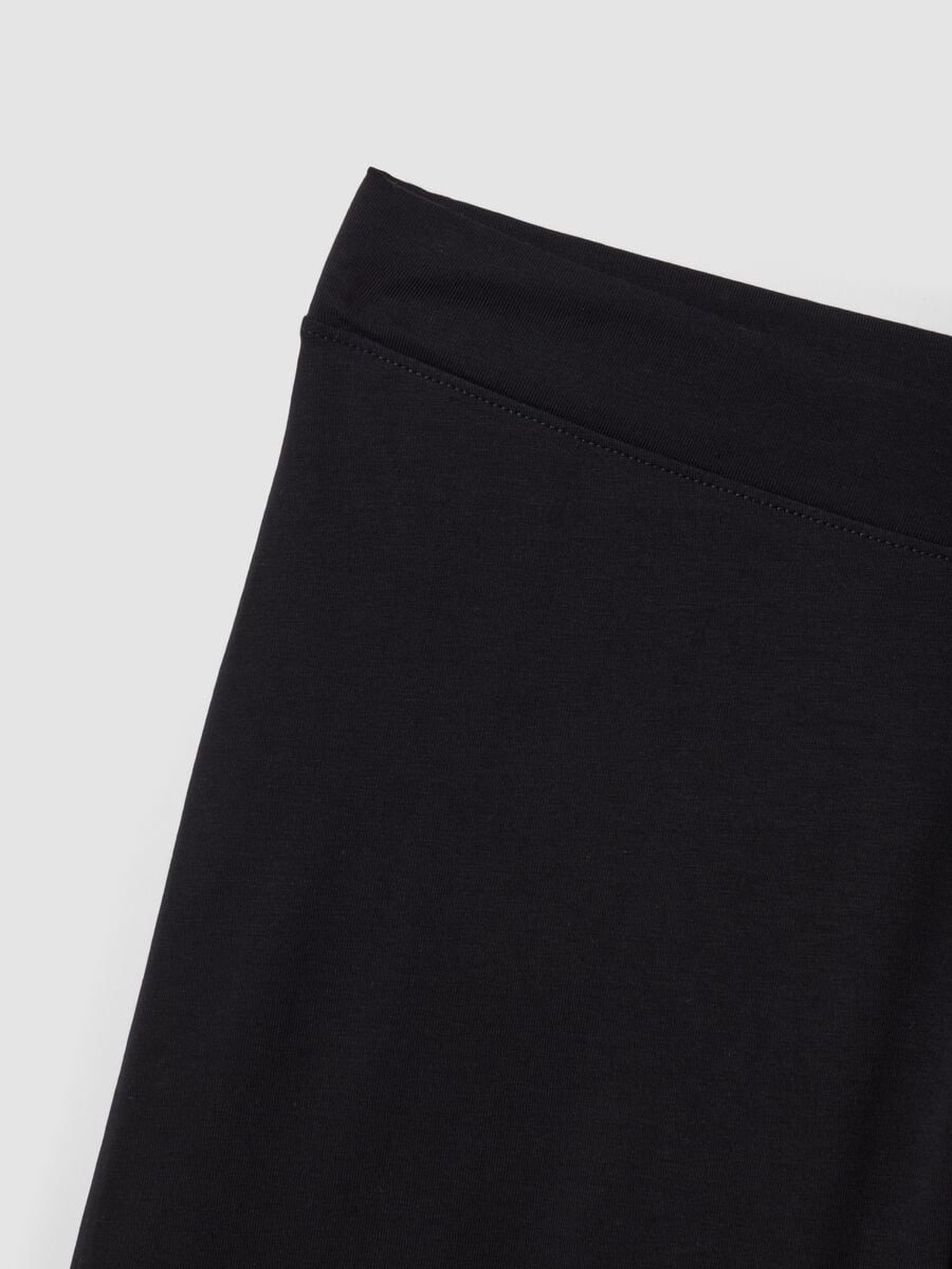 Black flared leggings in stretch cotton_1