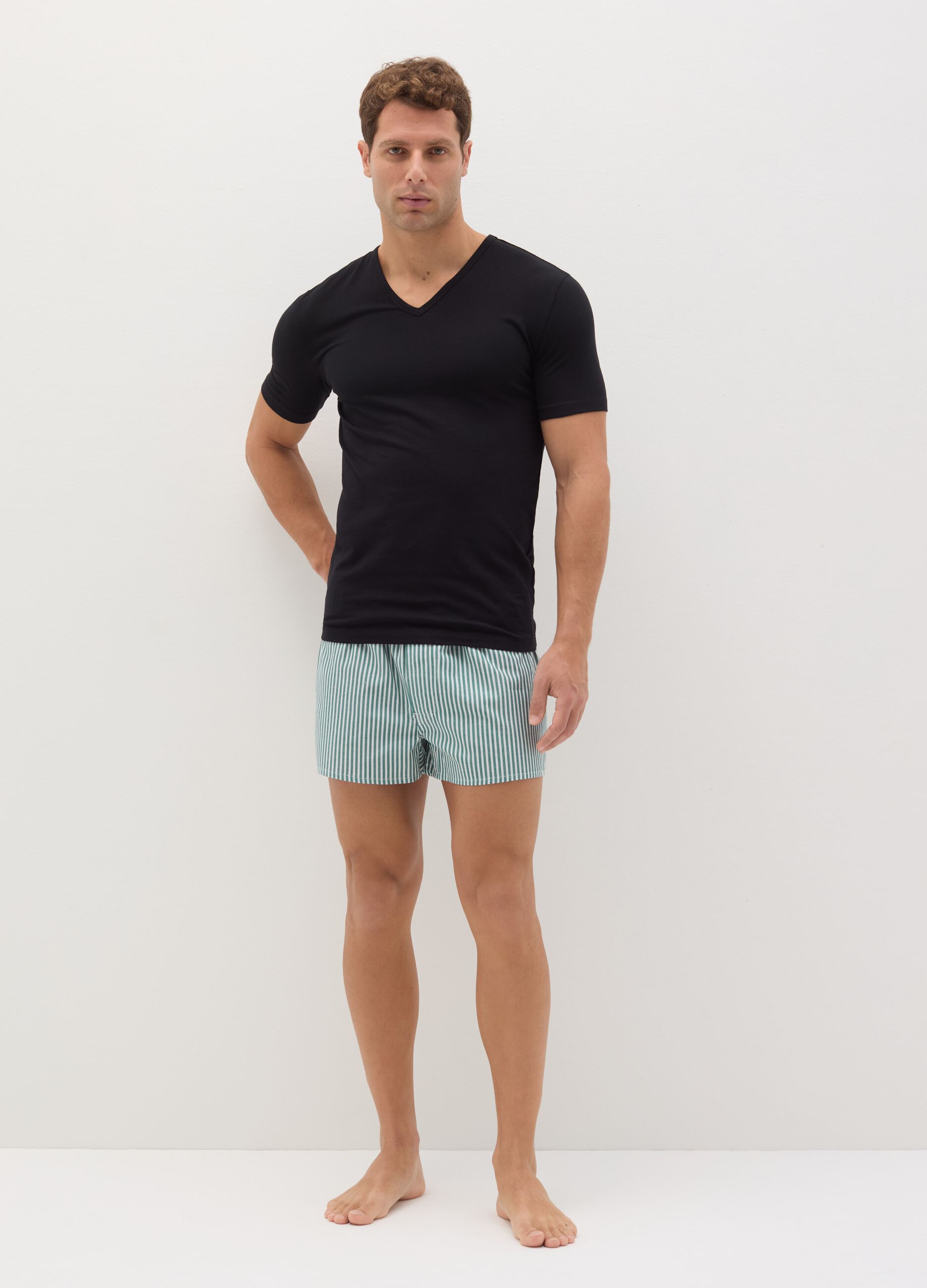 Two-pack organic cotton undershirts with V neck