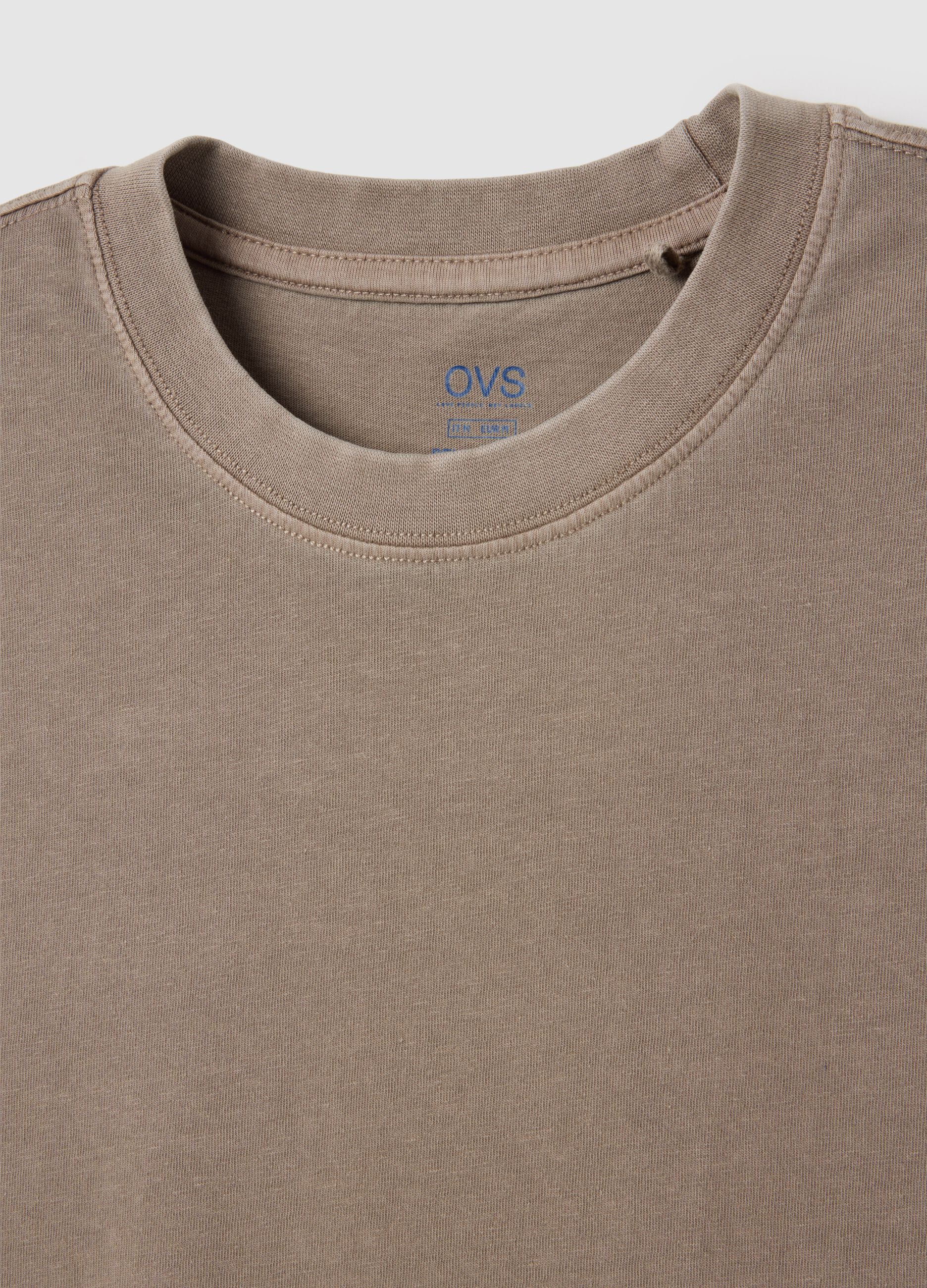 Canotta da uomo in puro cotone beige regular fit