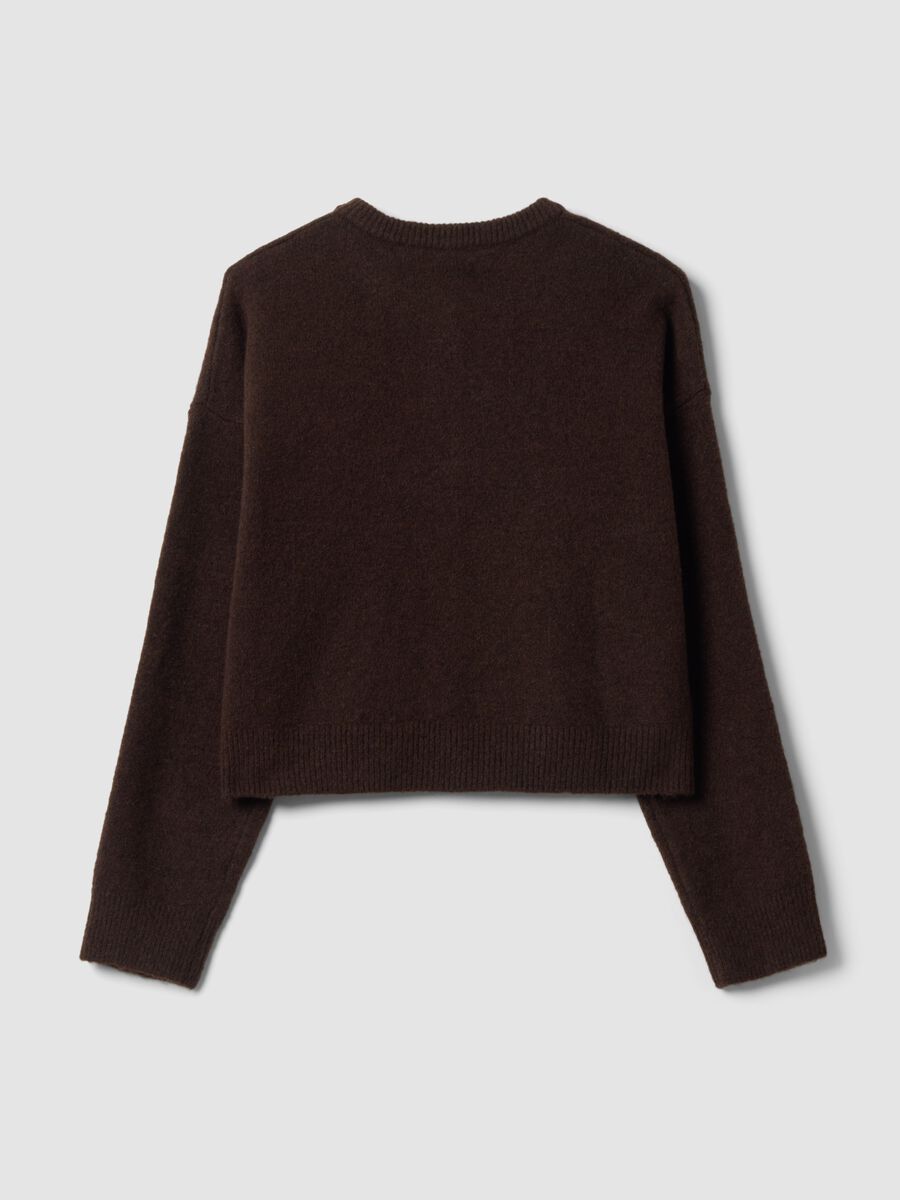 Brown stretch crew-neck oversized cardigan_2