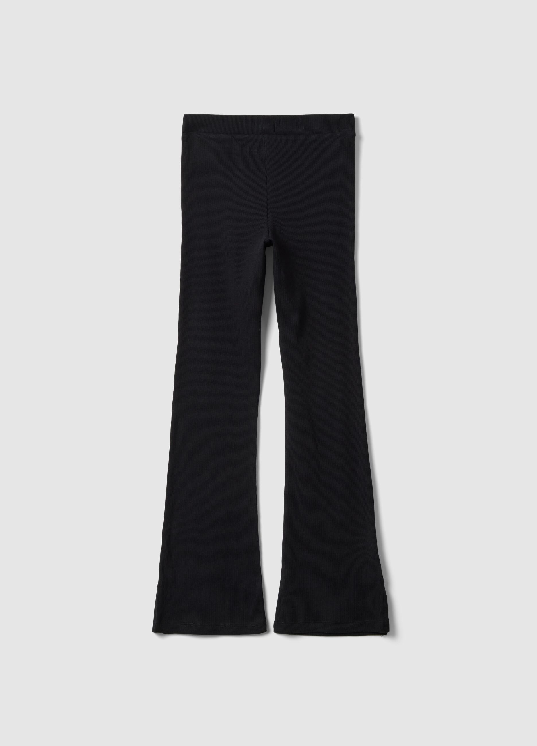 Black stretch cotton girls&rsquo; flare leggings