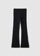 Black stretch cotton girls&rsquo; flare leggings_4