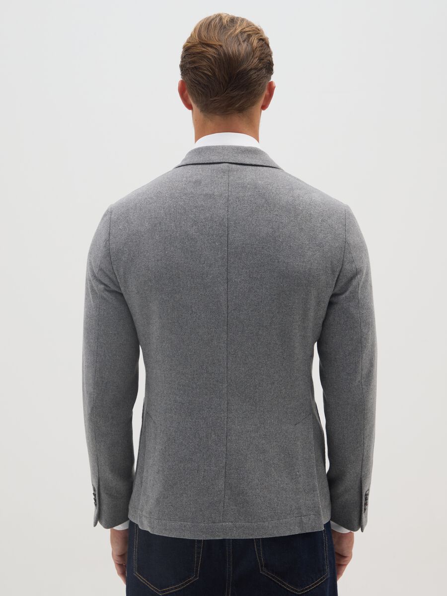 Grey Wool Blend Slim Fit Blazer_3