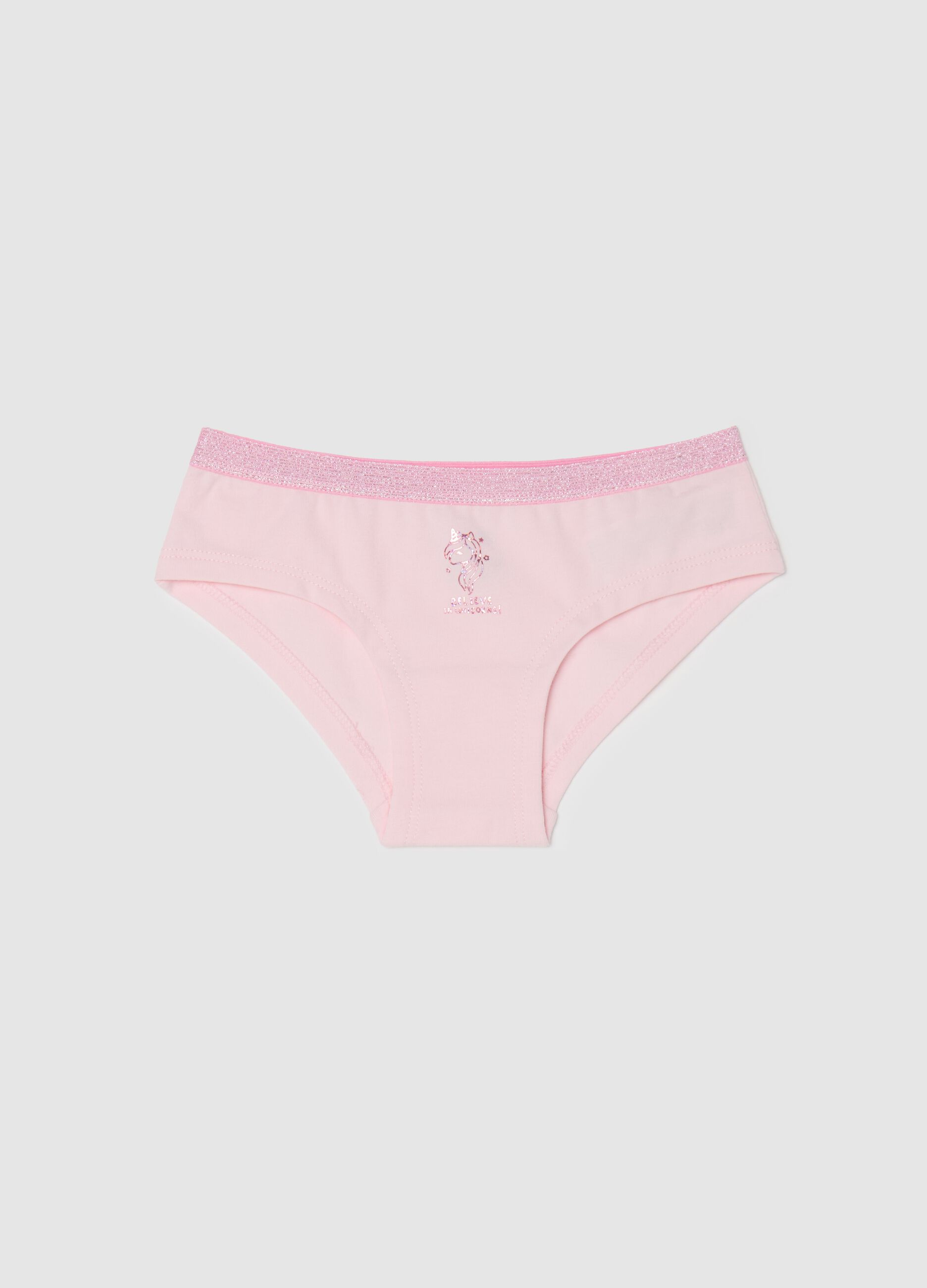 Stretch cotton knicker shorts with lurex and print