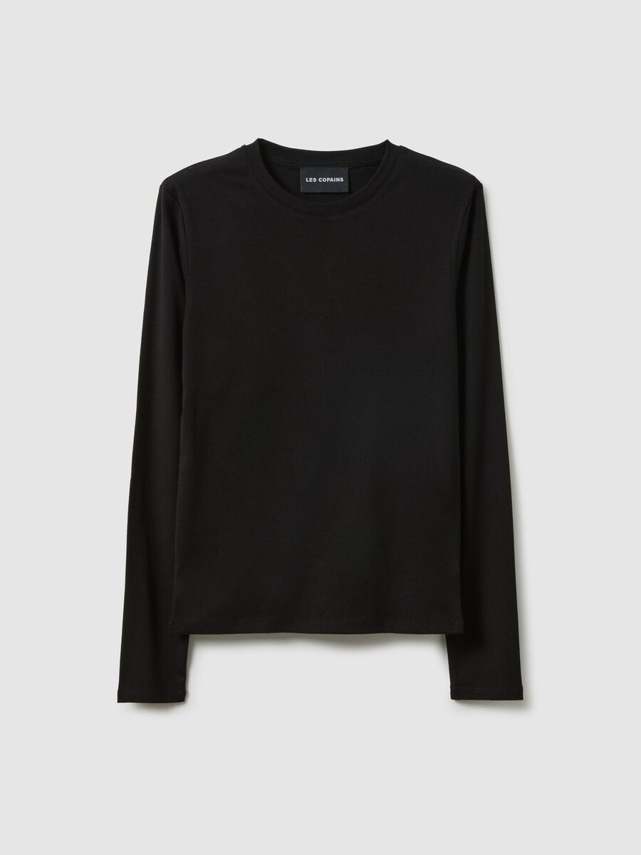 Black crew-neck long sleeve regular fit top_4