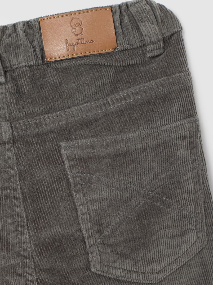 Children's grey stretch cotton blend trousers with a regular fit_3