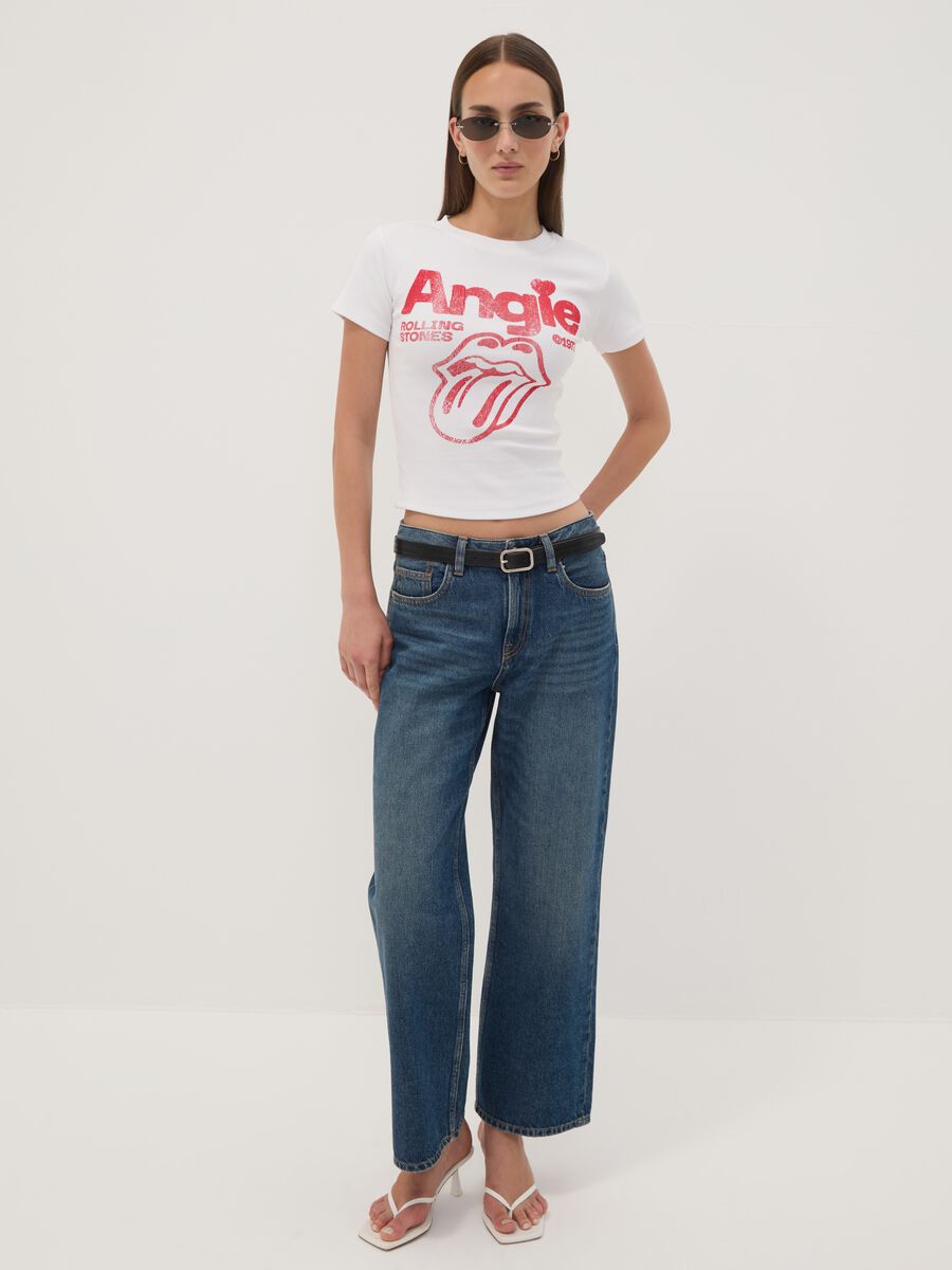 White stretch cotton T-shirt with Rolling Stones print_2