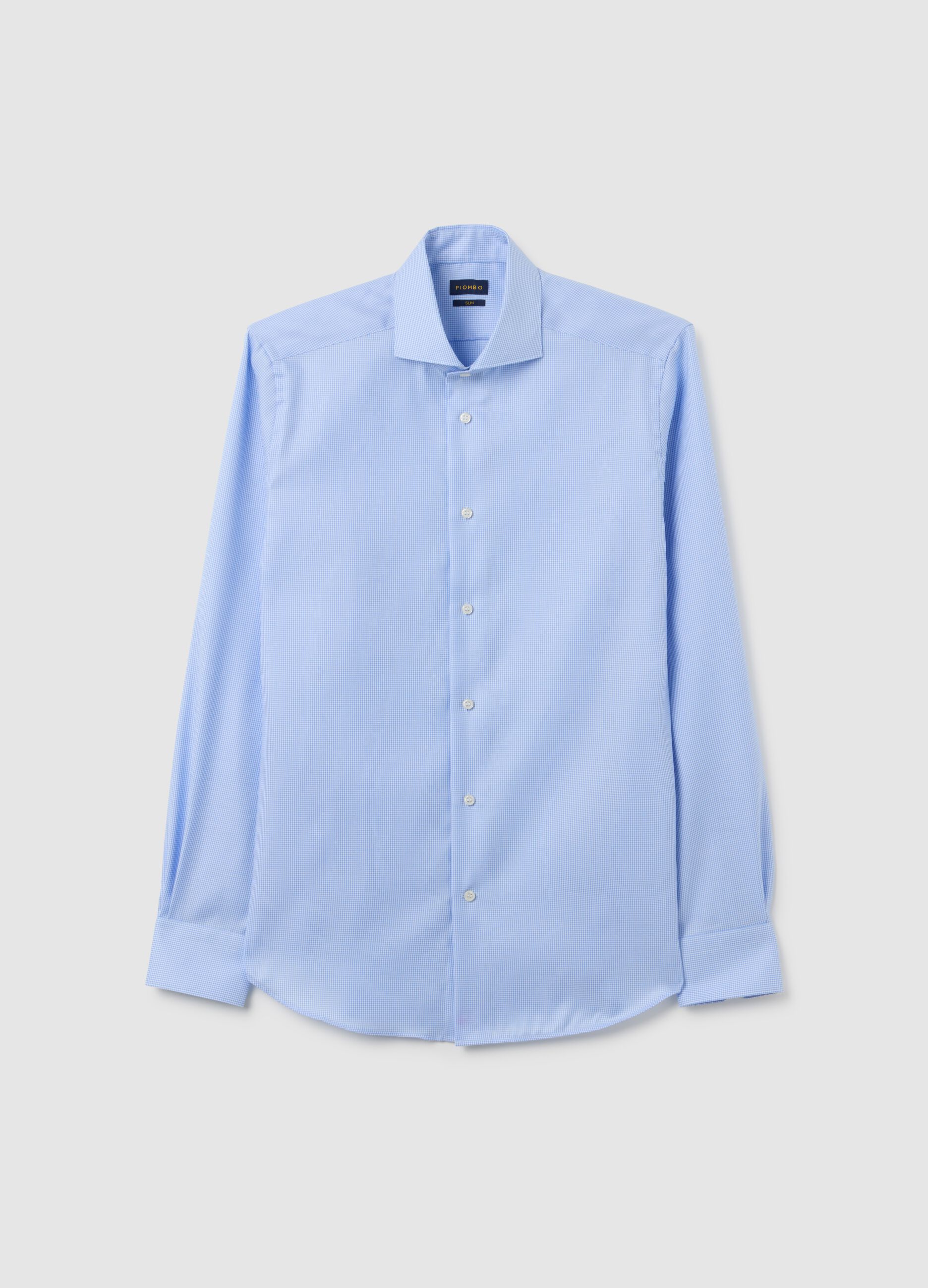 Slim fit blue cotton shirt