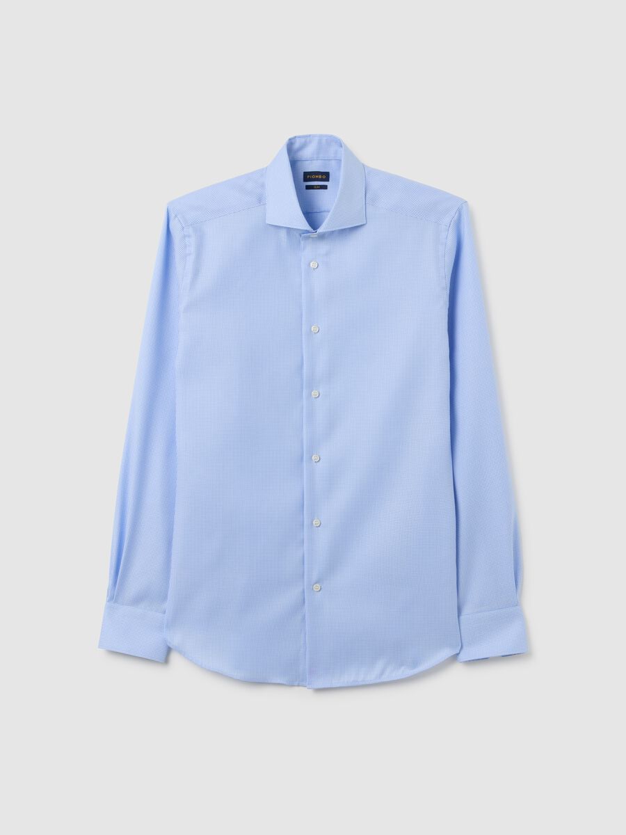 Slim fit blue cotton shirt_4