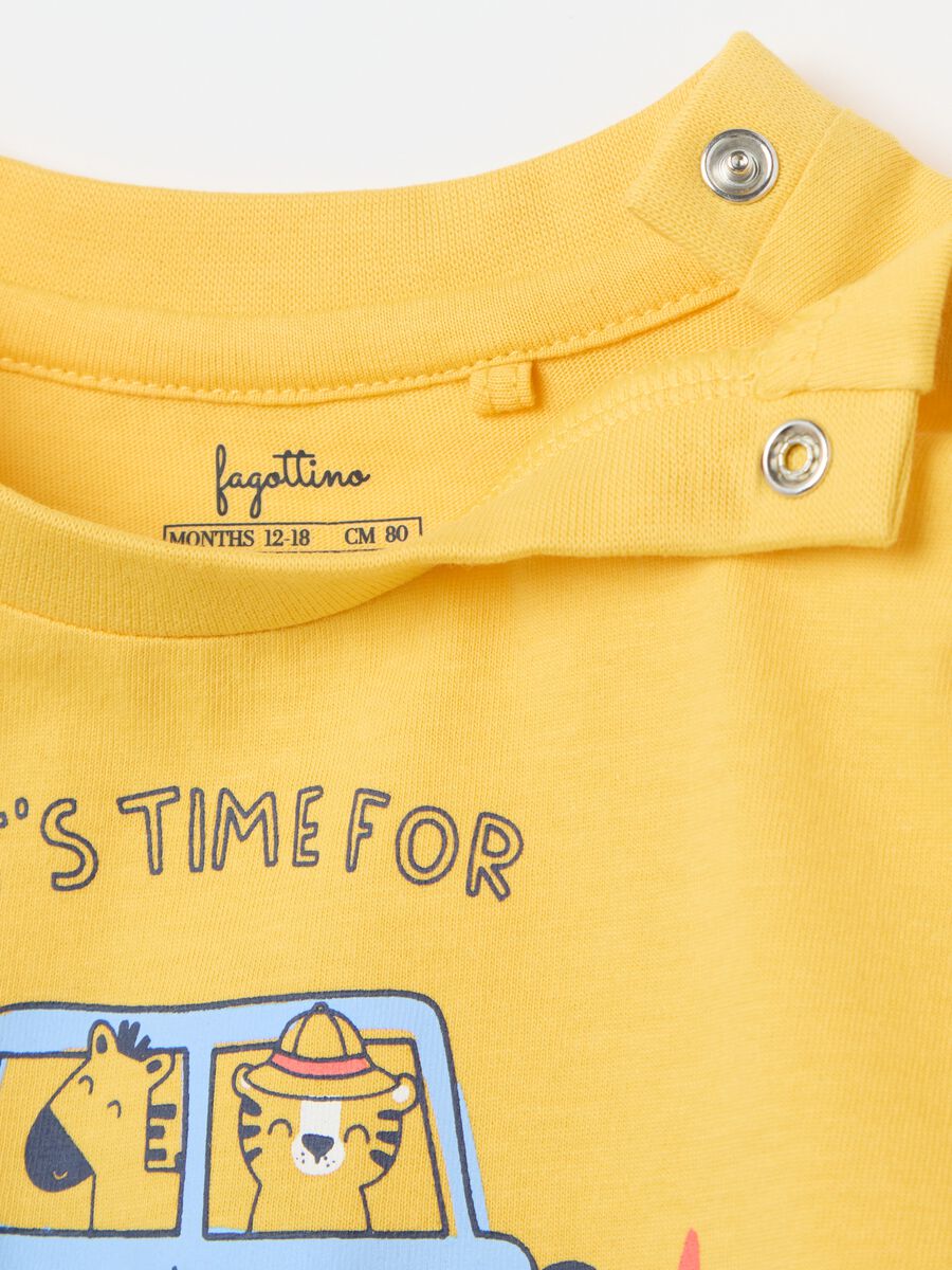 Yellow and blue pyjamas in cotton with print_2