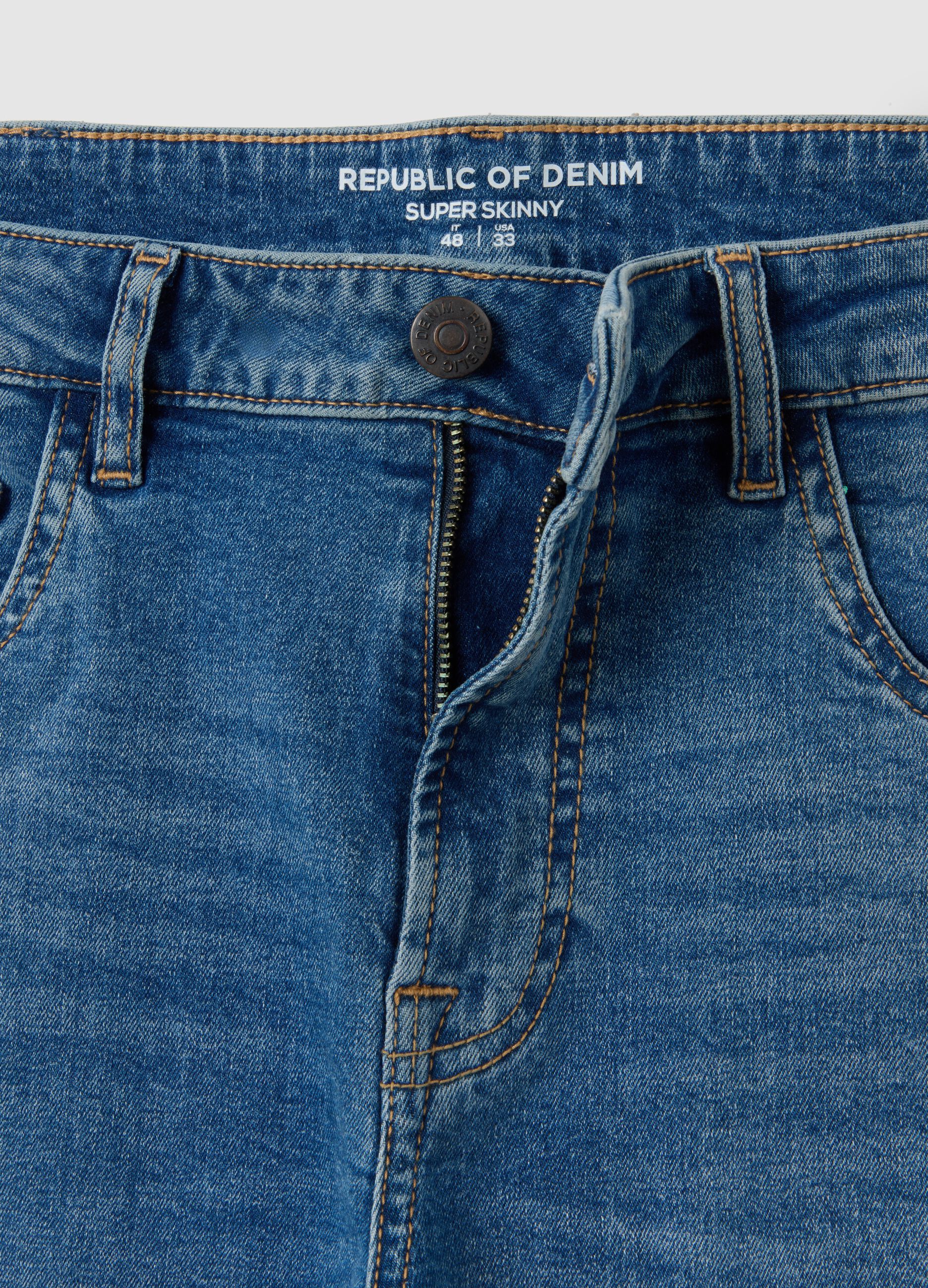 Super Skinny Cotton Denim Blue Jeans