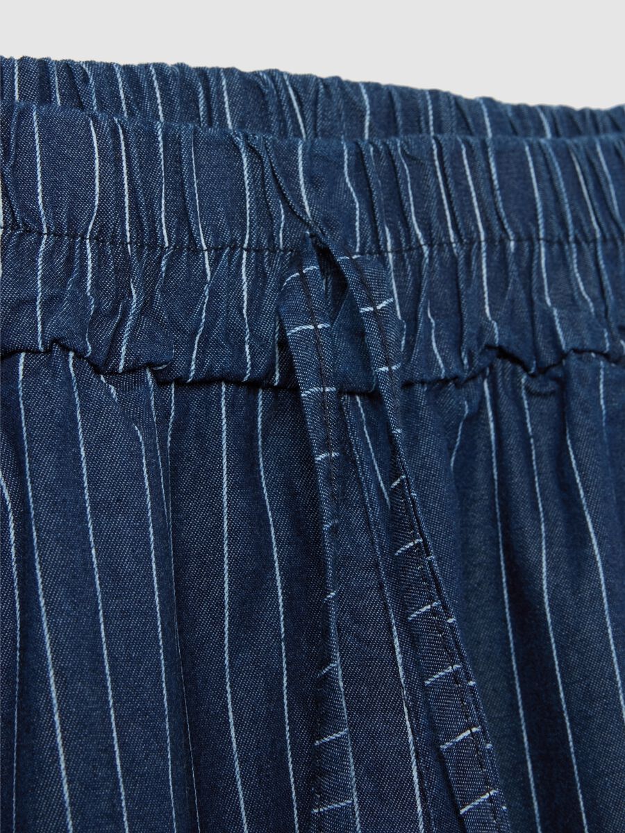 Women's blue pure cotton regular fit trousers_5