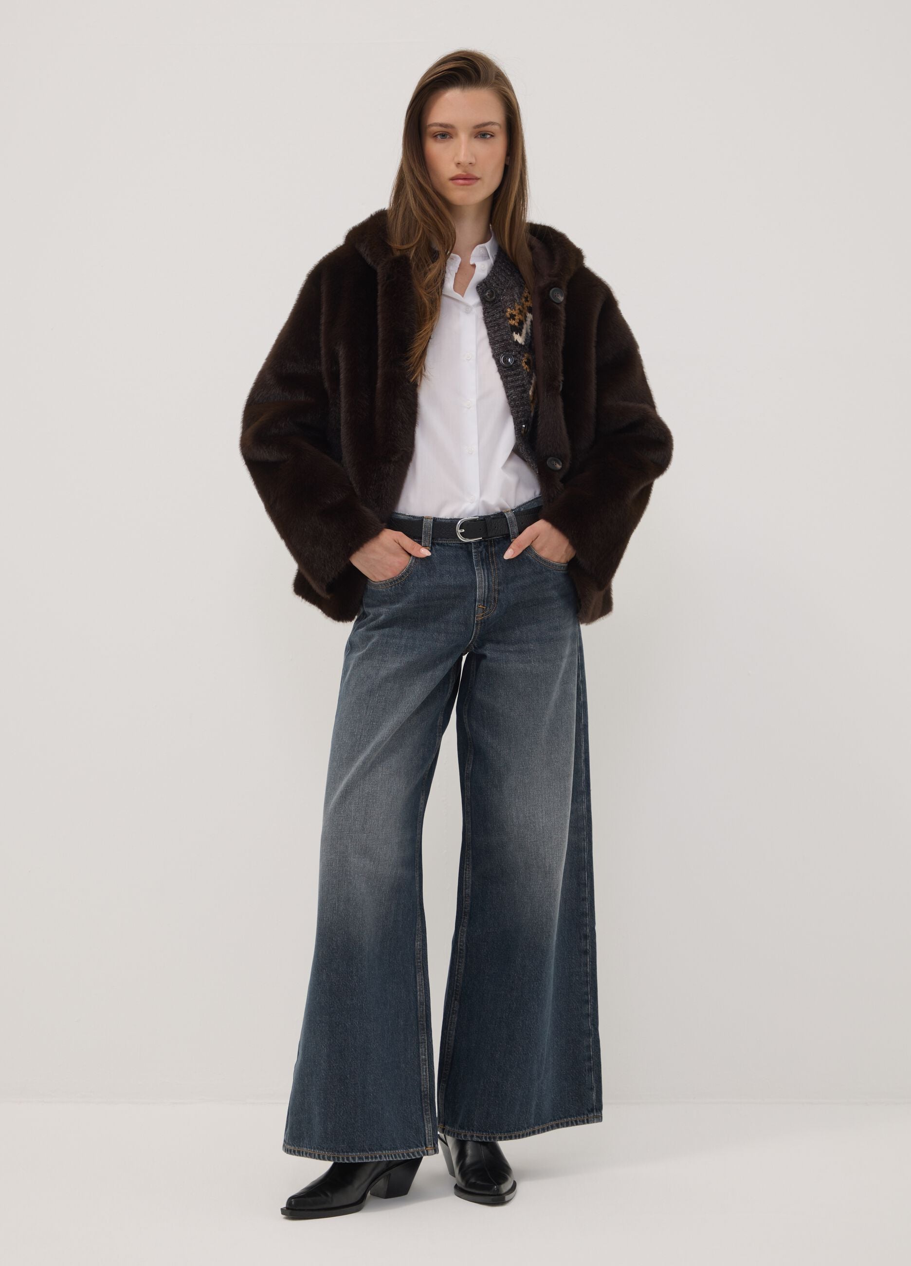 Brown regular-fit hooded jacket