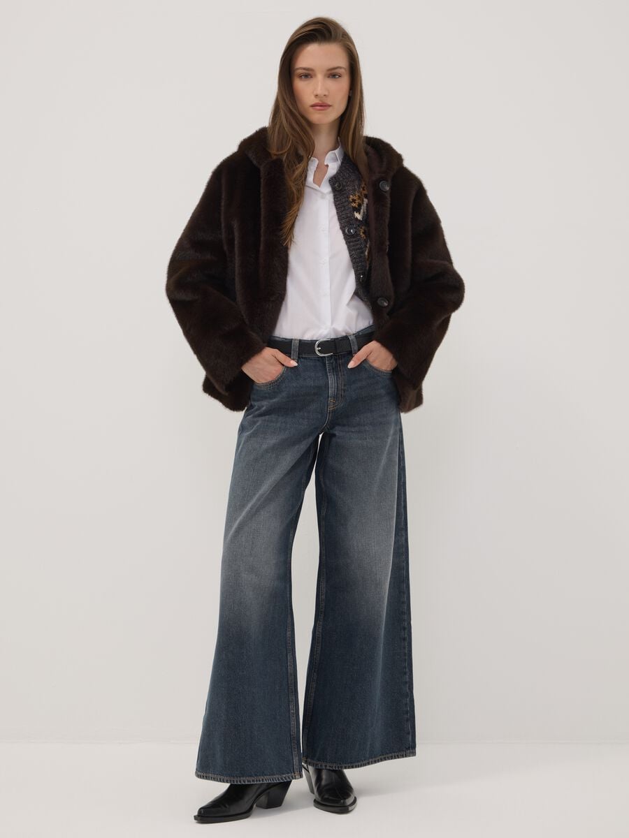 Giacca marrone regular fit con cappuccio_1