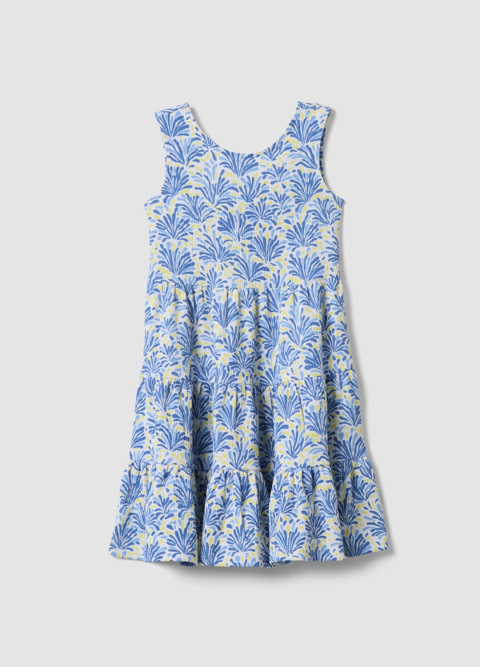 Light blue stretch dress with all-over print