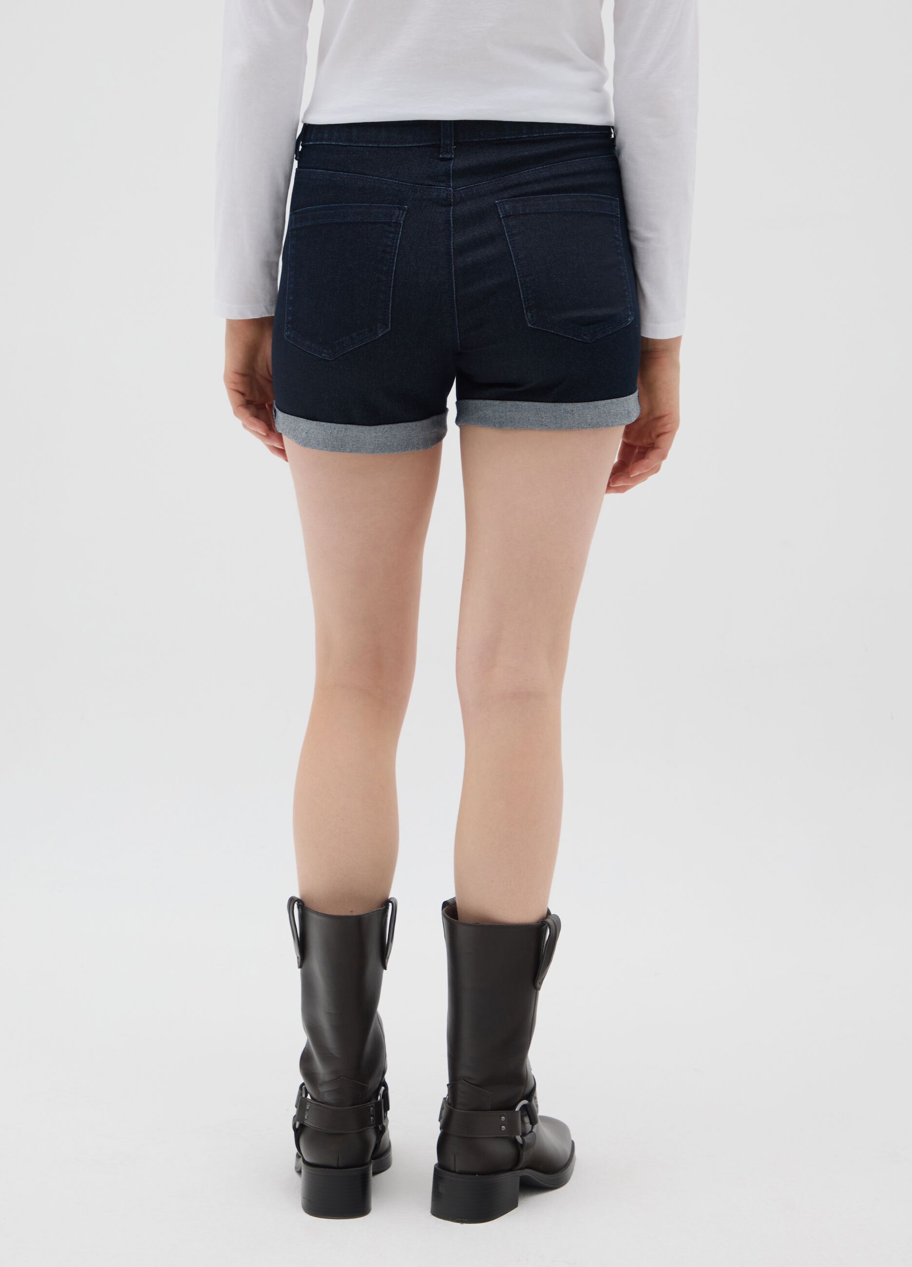 Women's blue cotton-blend shorts regular fit