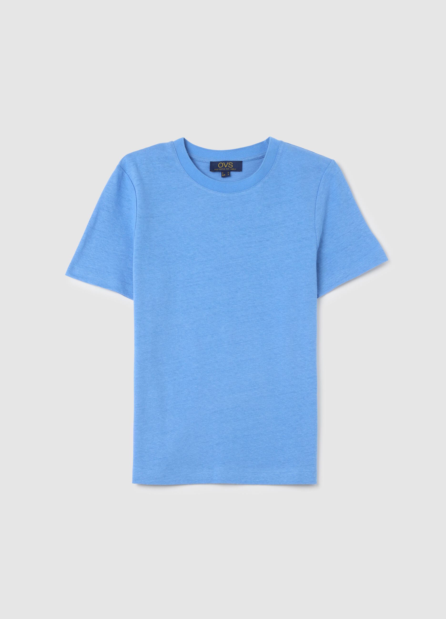 Blue cotton and linen T-shirt