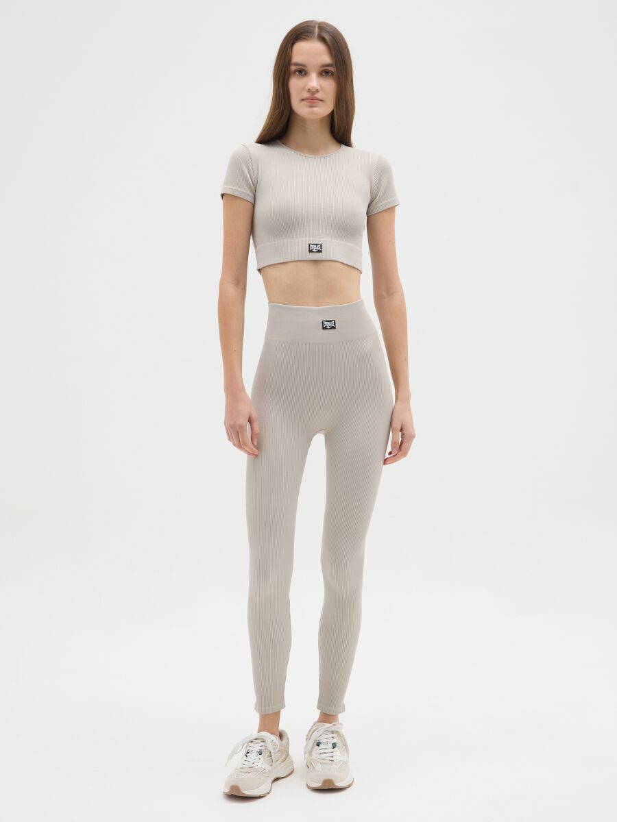 T-shirt in tessuto elasticizzato beige regular fit_1