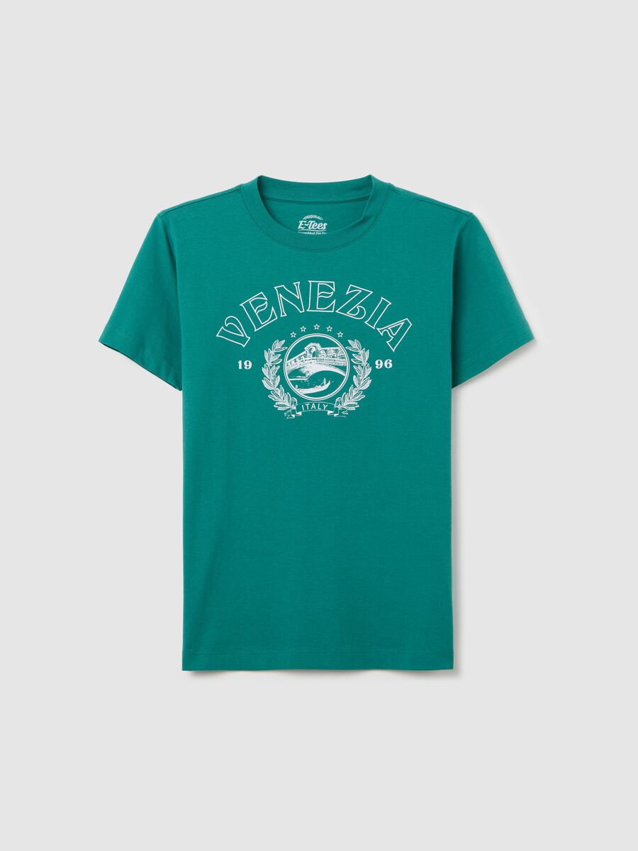 Green cotton T-shirt with "Venezia" print_4
