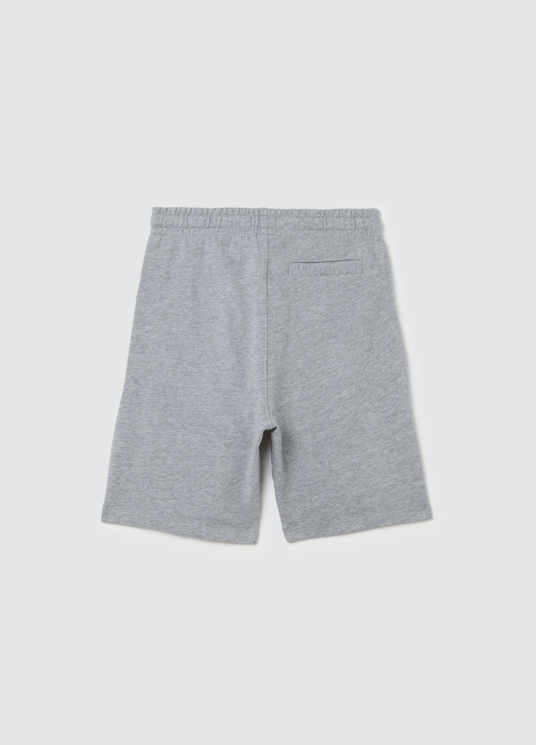Pantaloni corti da ragazzo in puro cotone grigio regular fit