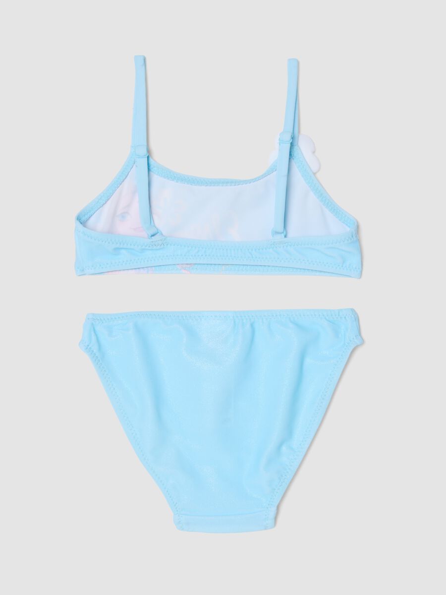 Bikini azzurro in tessuto elasticizzato con stampa Frozen per bambina_1