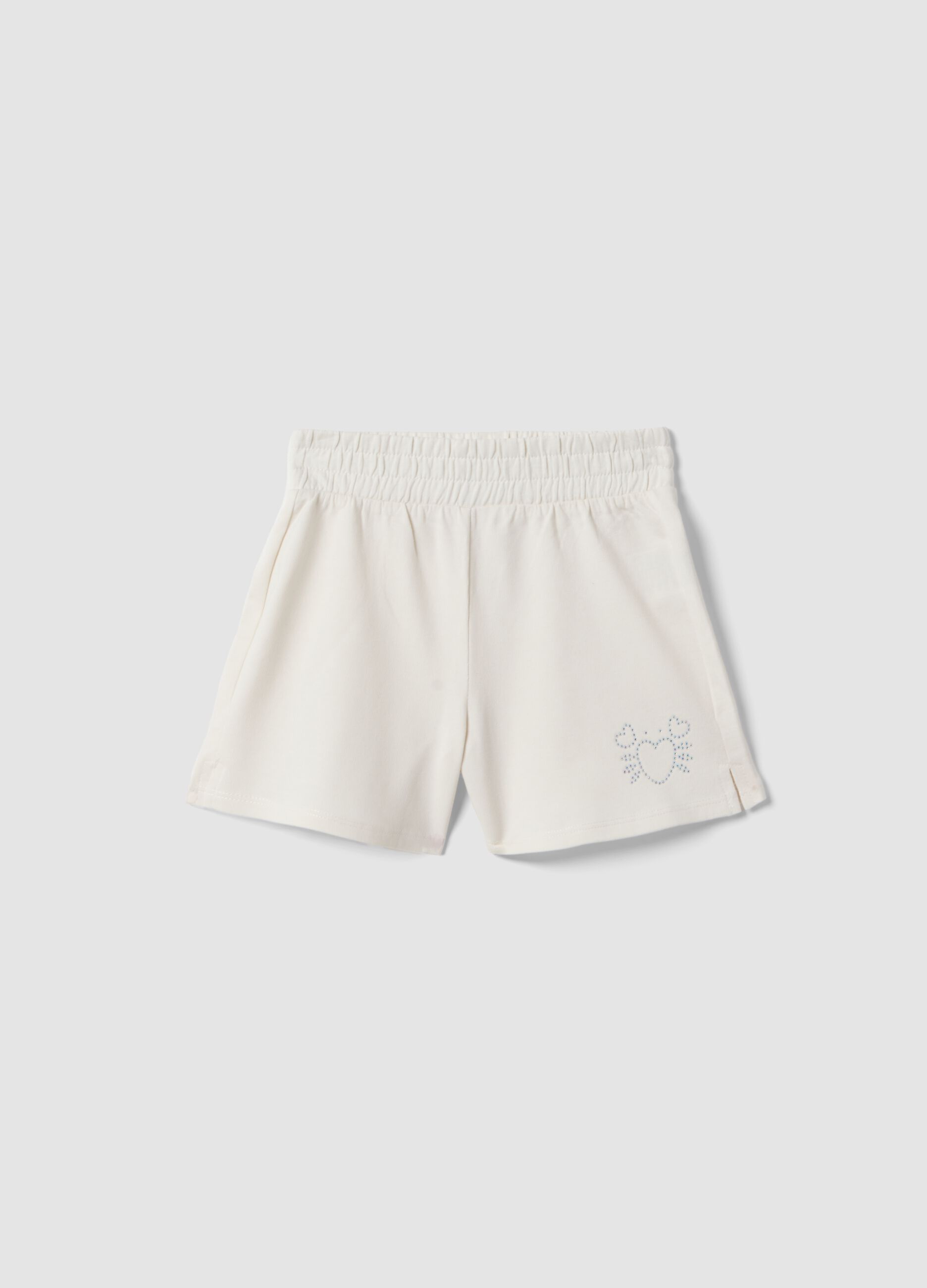 Girls&rsquo; white pure cotton shorts with elasticated waist