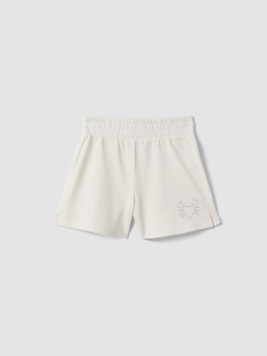Girls&rsquo; white pure cotton shorts with elasticated waist_0