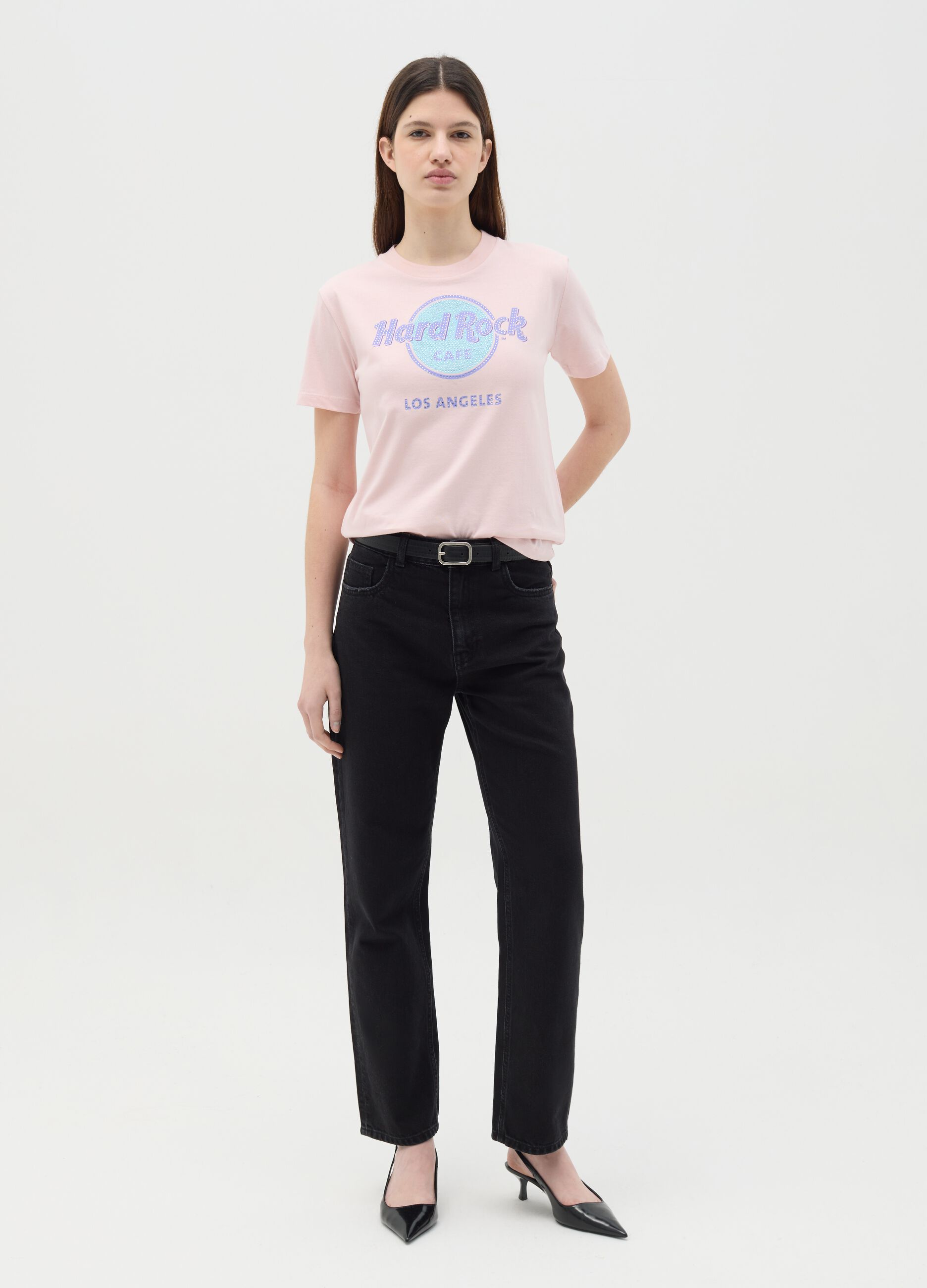 T-shirt with Hard Rock Cafè Los Angeles print with diamantés