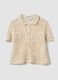 Beige cotton-blend regular-fit shirt with knitted detailing_0