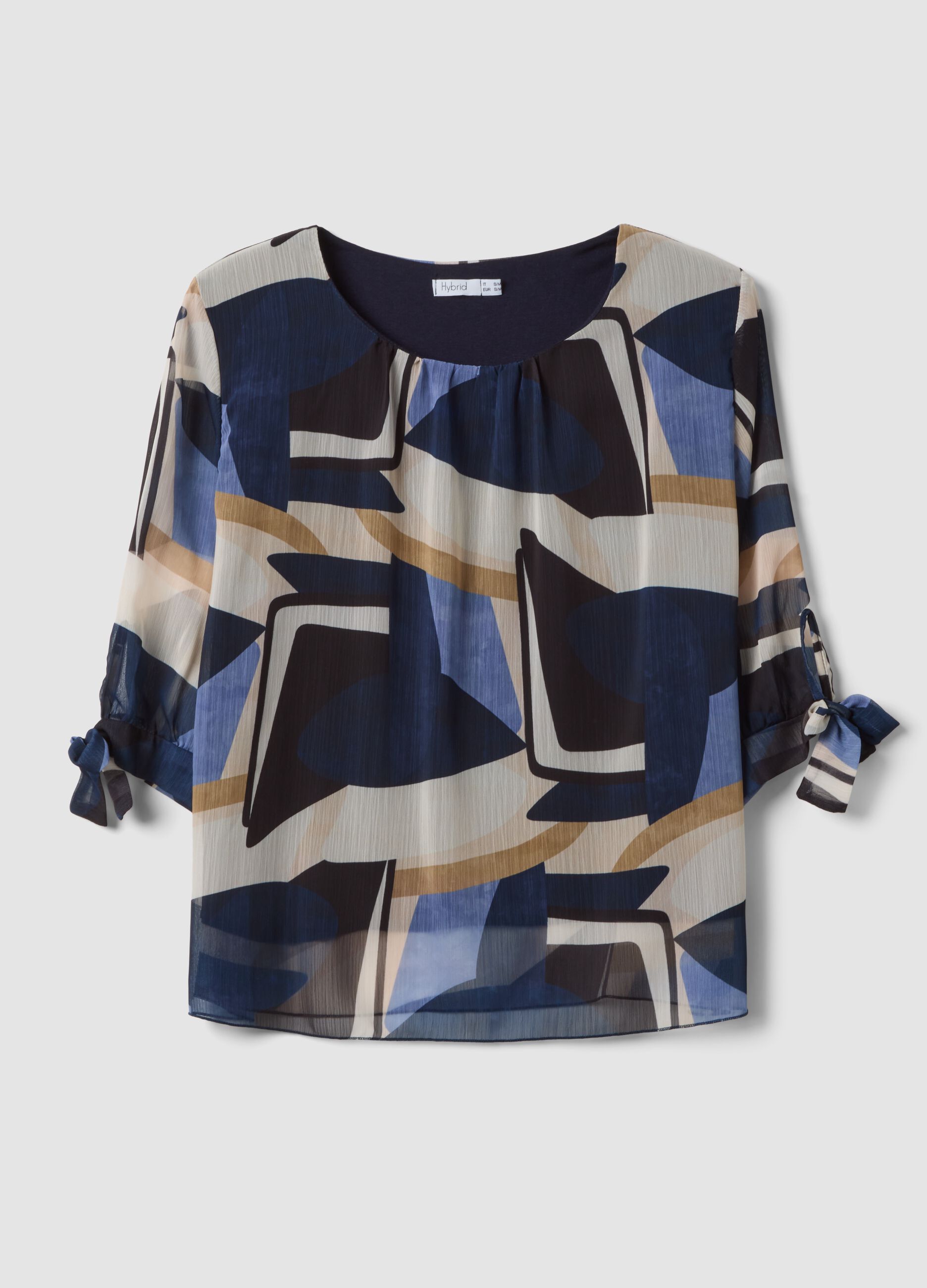 Multicolour geometric print regular-fit blouse