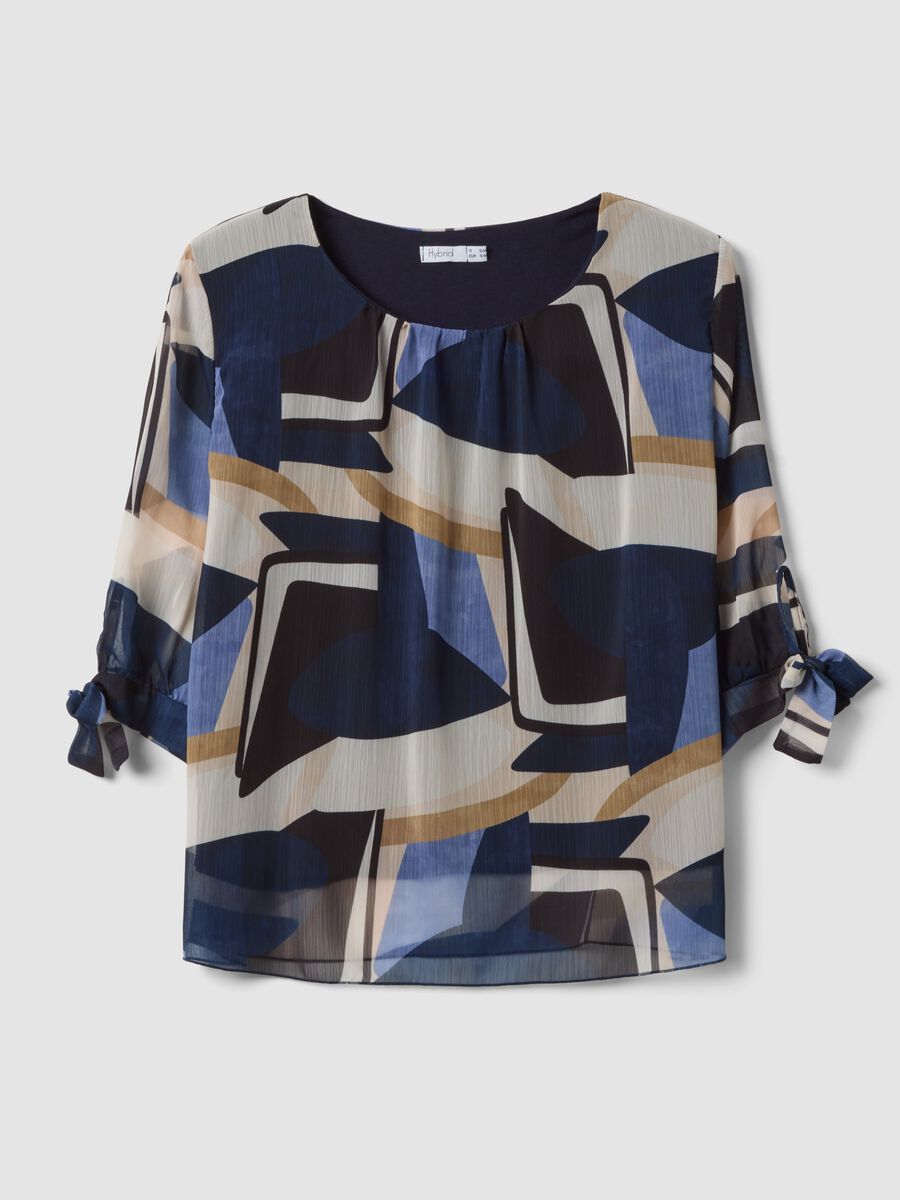 Blusa multicolor con fantasia geometrica regular fit_4