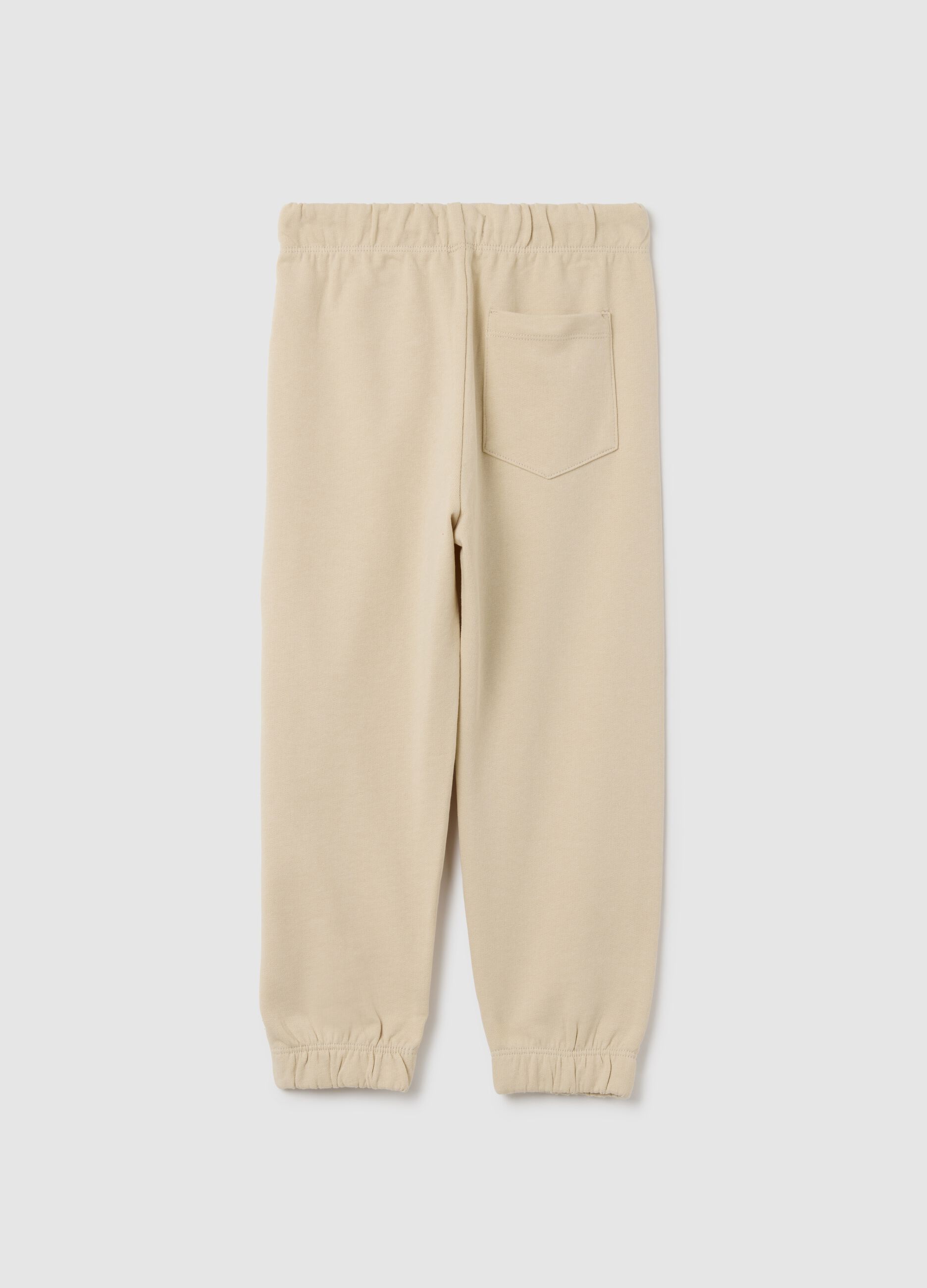 Children's beige regular fit jogger trousers in pure cotton