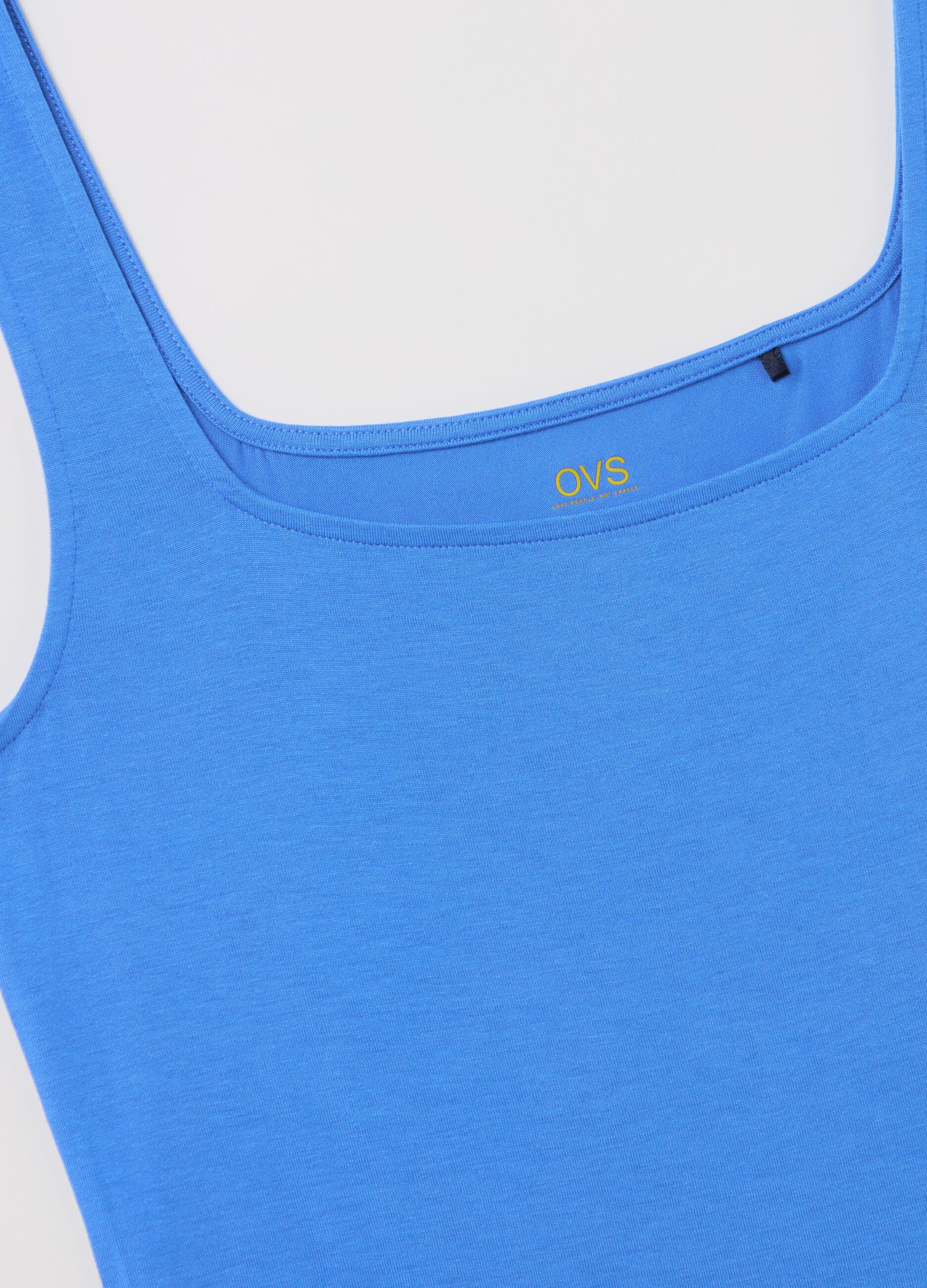 Basic light blue tank top in stretch viscose