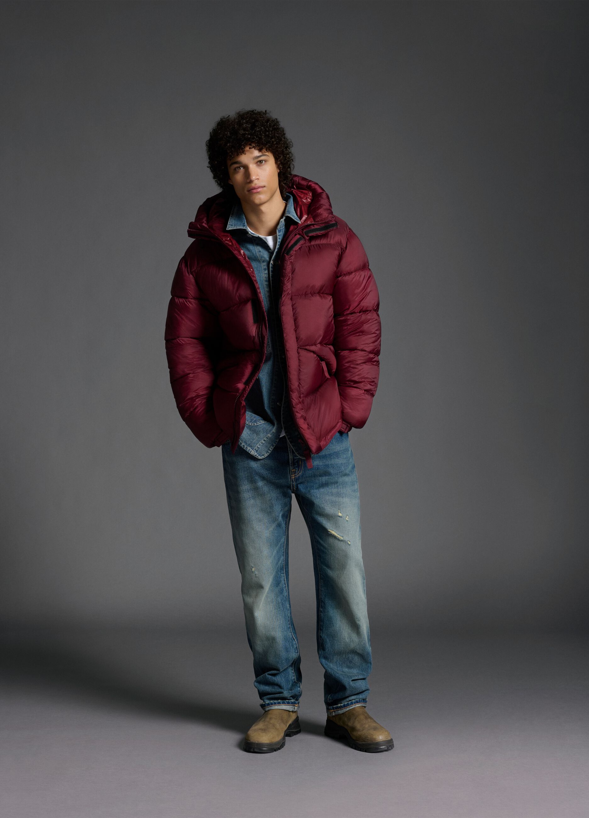 Burgundy The Iconic Puffer Jacket with Adjustable Hood
