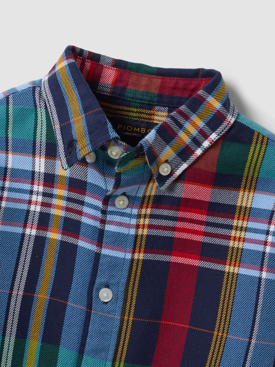 Camicia multicolor in puro cotone a quadri con collo classico button-down_5
