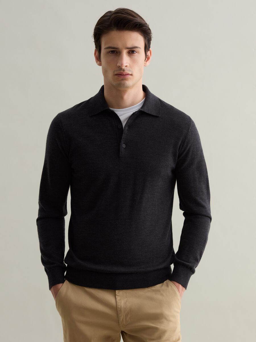 Merino wool top with polo neck_0