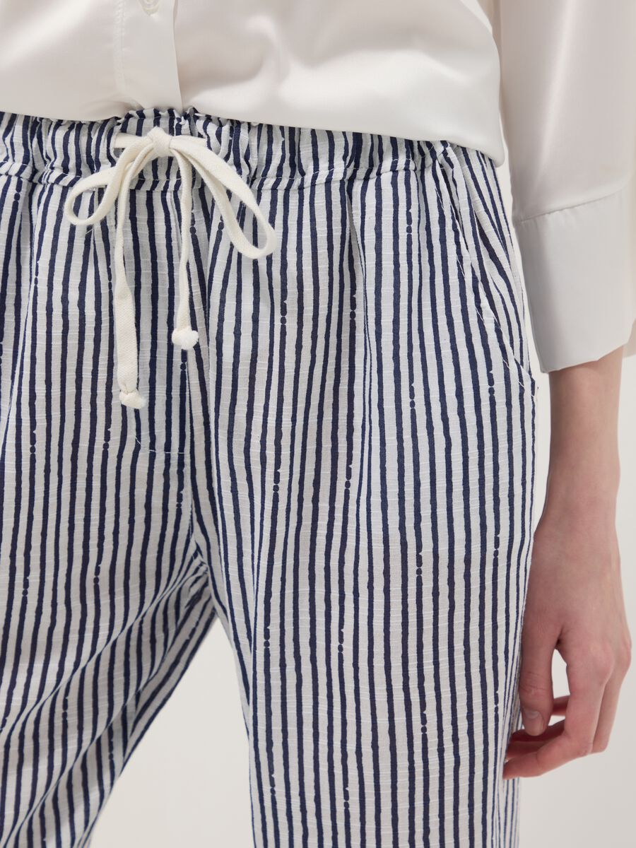 Blue striped pure cotton regular-fit trousers_3