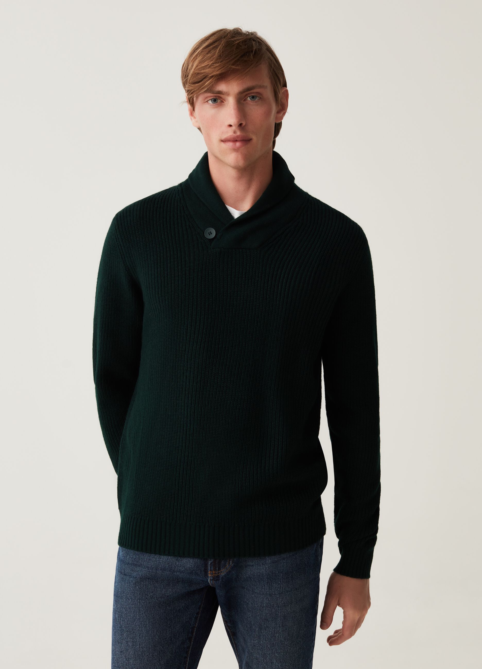 Maglione da uomo con collo a scialle hotsell