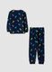 Blue regular-fit fleece pyjamas with crew neck and dinosaur print_1