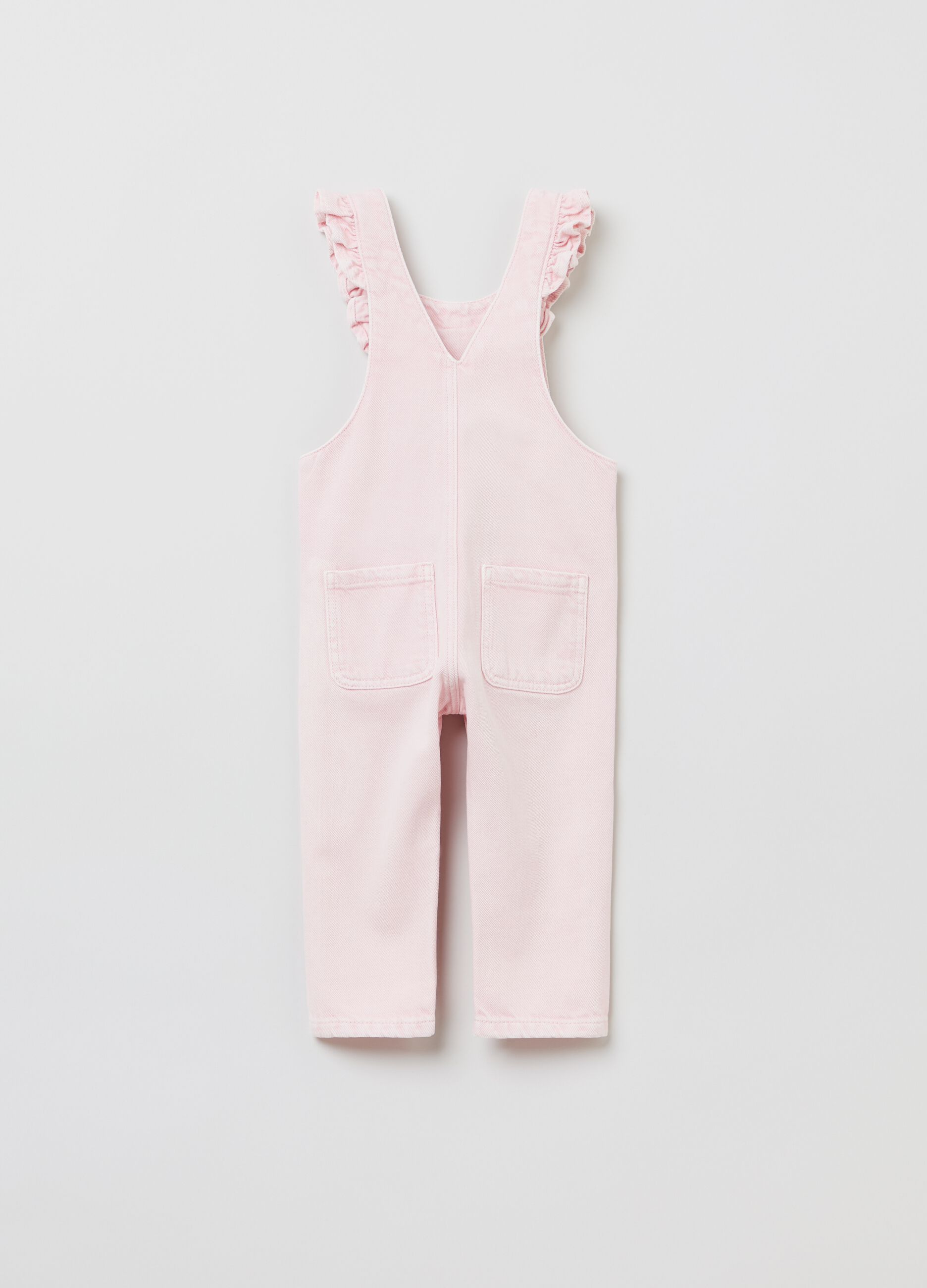 Salopette in denim con rouches_1