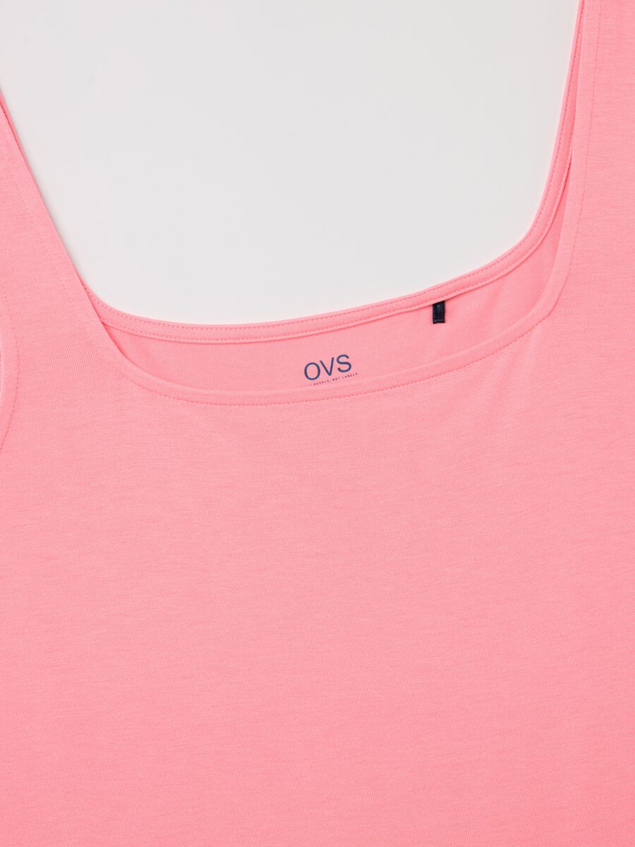 Basic pink tank top in stretch viscose_5