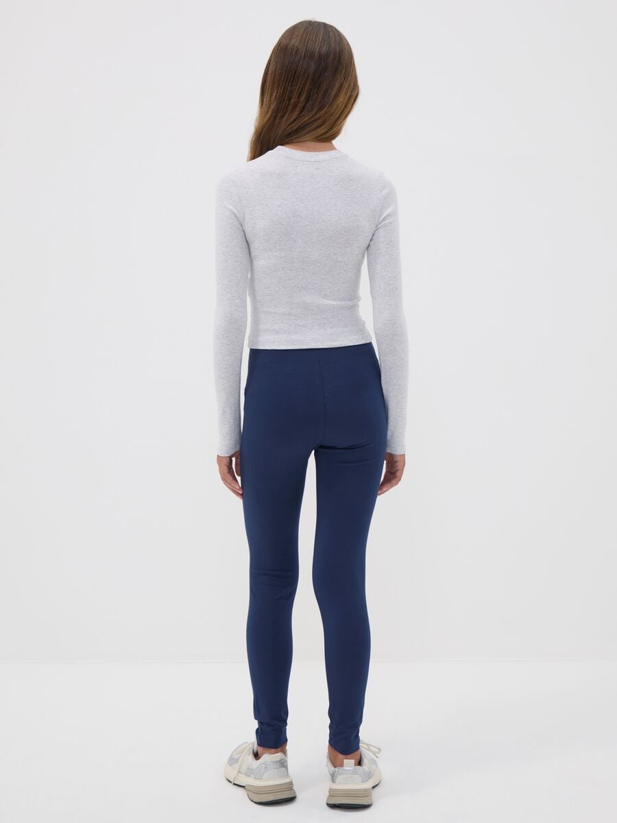 Girls&rsquo; blue skinny leggings in stretch organic cotton_2