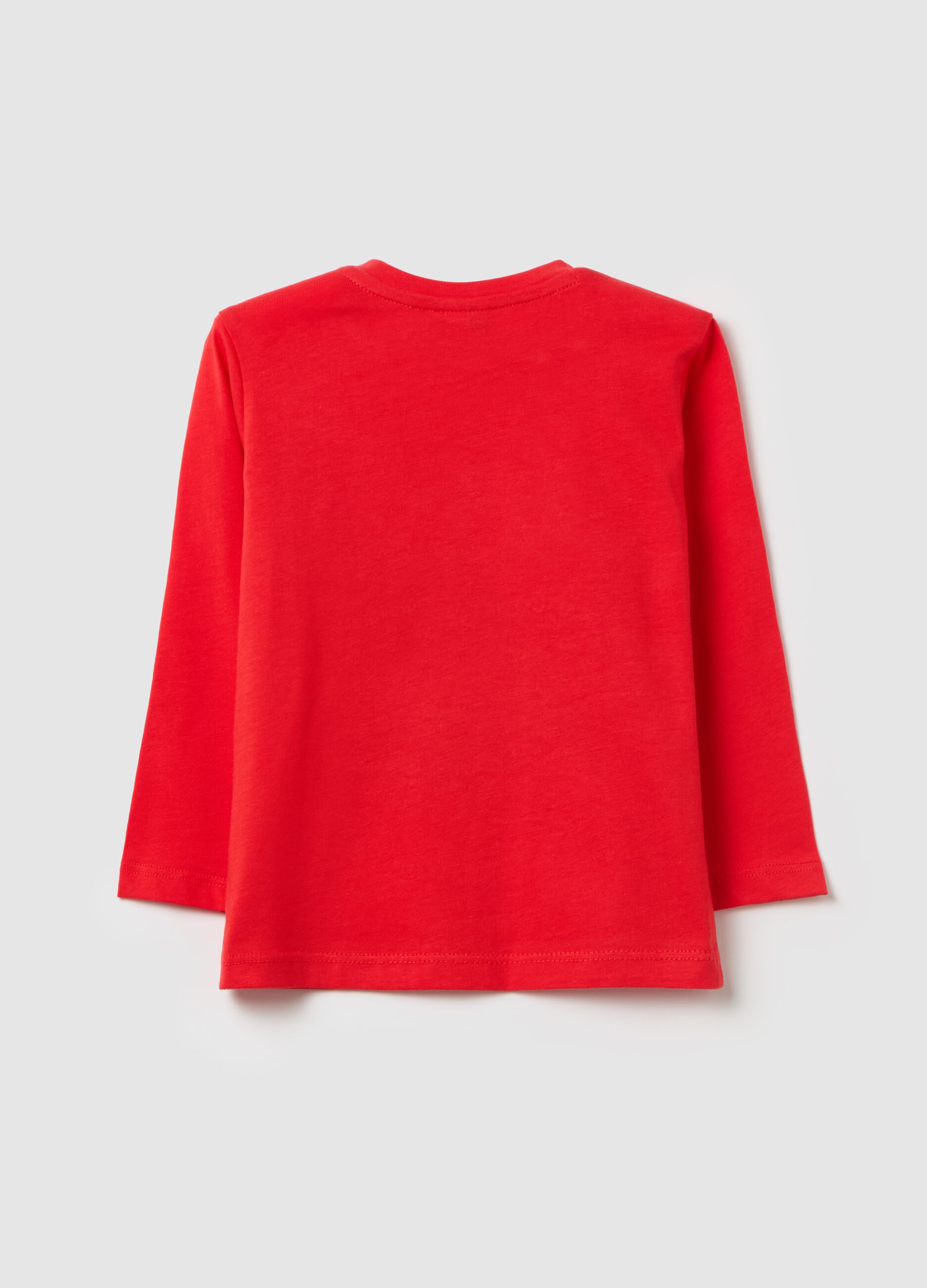Cotton T-shirt with print and long sleeves