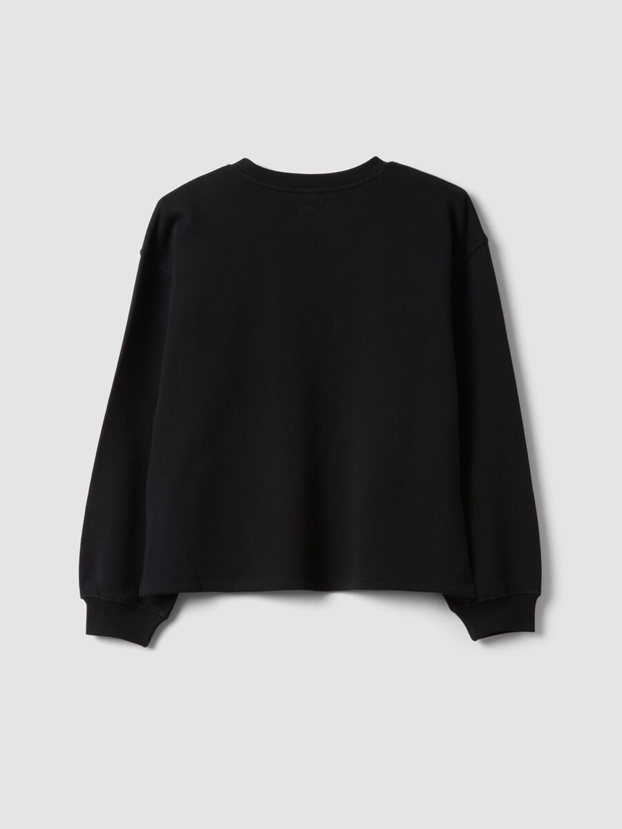 Black organic cotton sweatshirt with ribbed collar_1