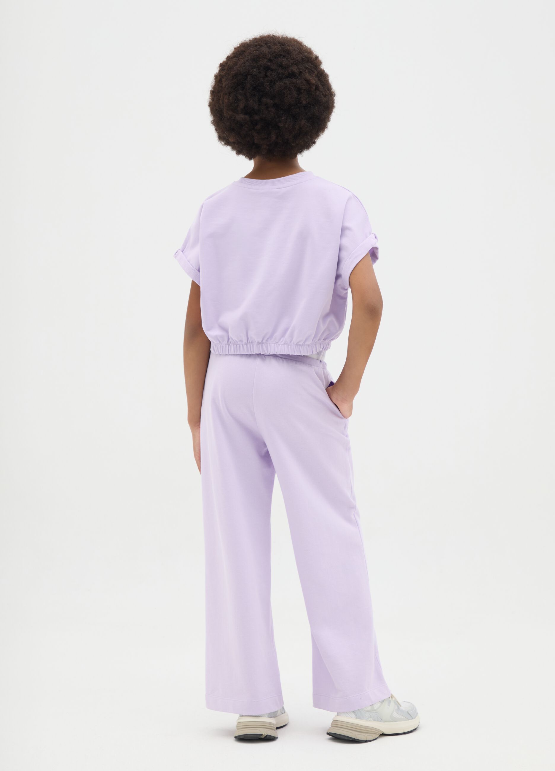 Completo jogging da ragazze in puro cotone viola